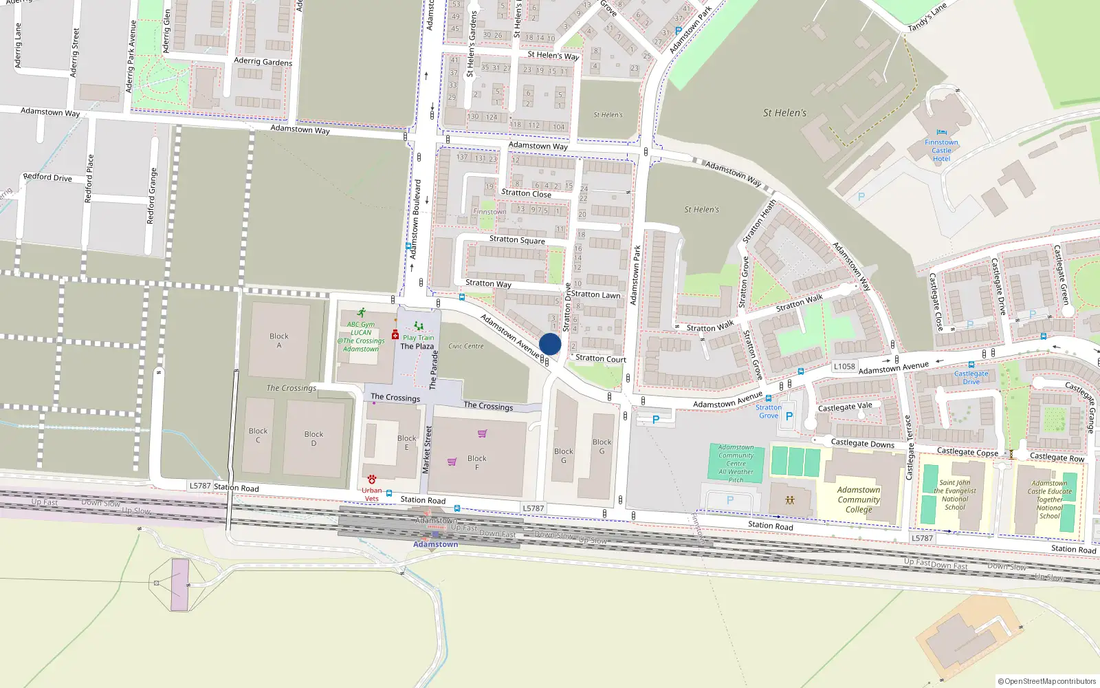 Overhead map showing the location of 192 Adamstown Avenue, Lucan