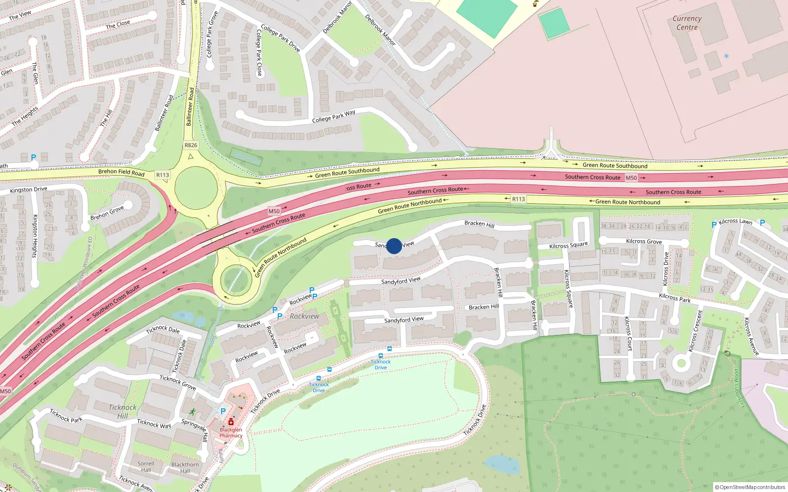 Overhead map showing the location of 193 Bracken Hill, Dublin