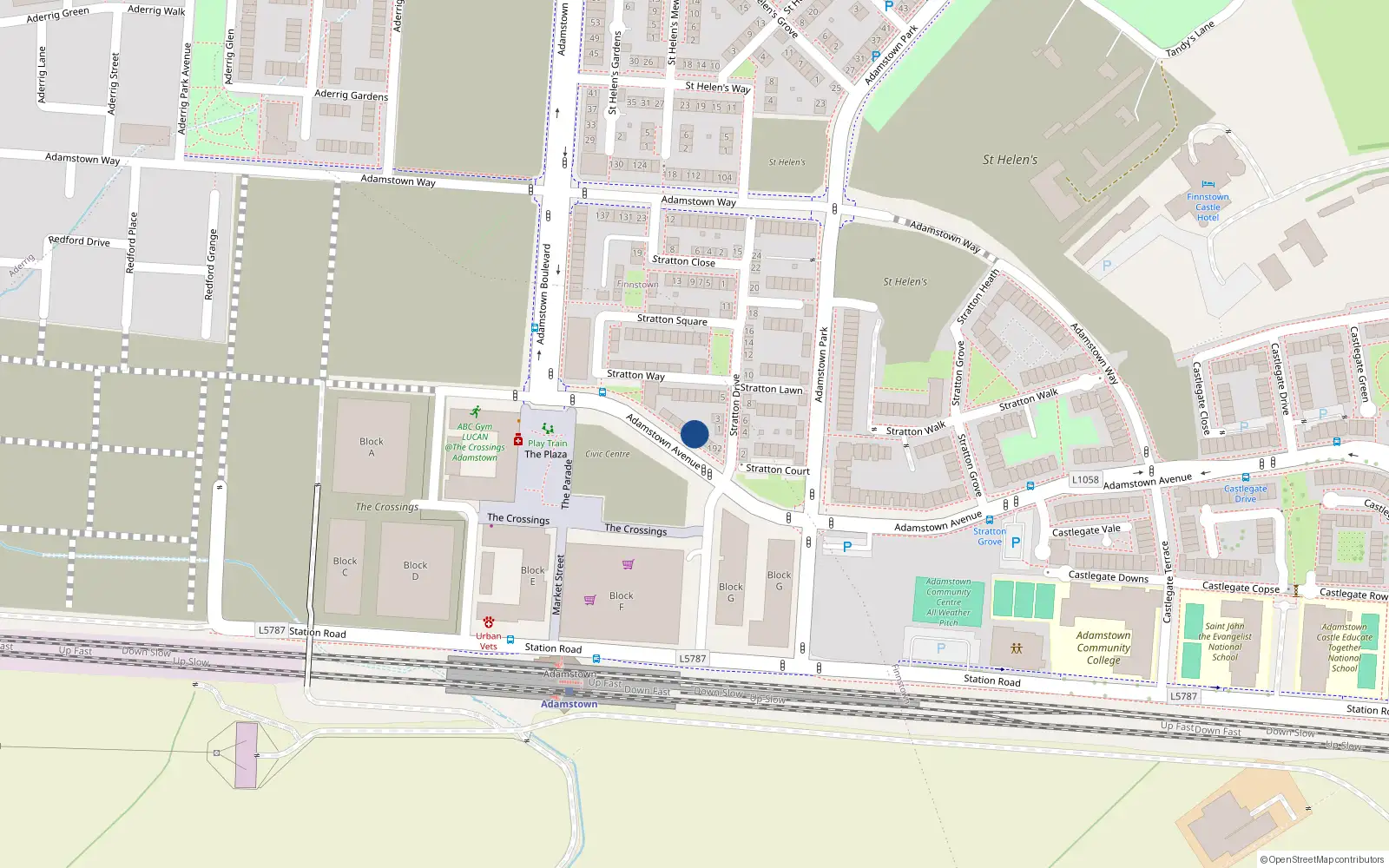 Overhead map showing the location of 194 Adamstown Avenue, Lucan