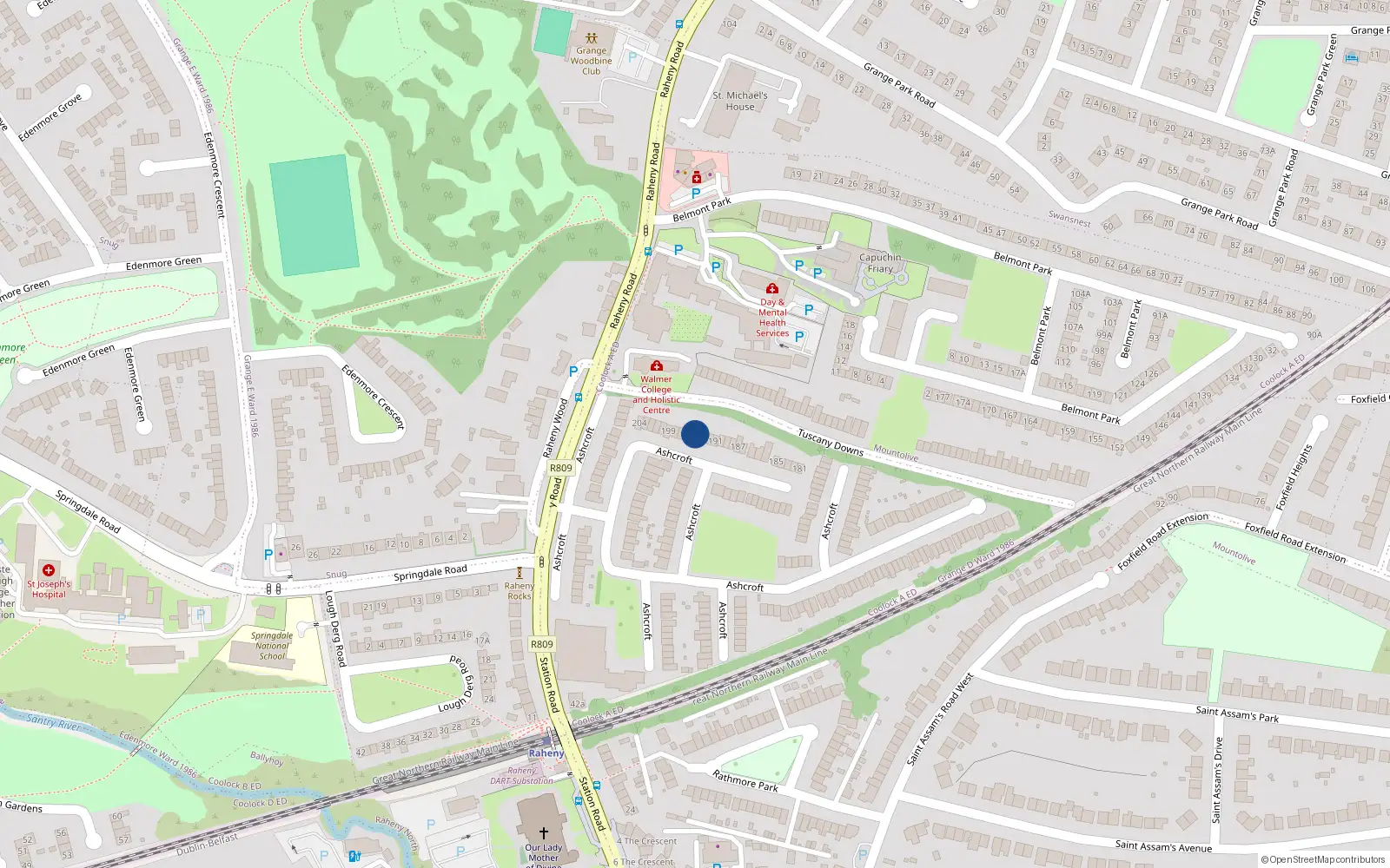 Overhead map showing the location of 194 Ashcroft, Dublin 5