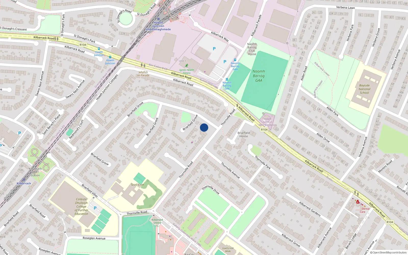 Overhead map showing the location of 194 Briarfield Grove, Kilbarrack, Dublin 5