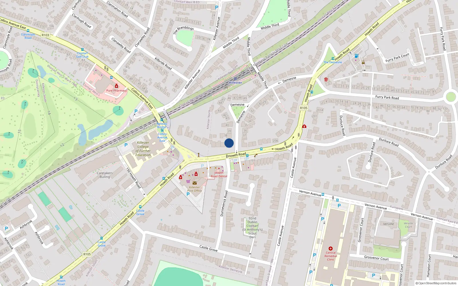 Overhead map showing the location of 194 Howth Road, Dublin 3