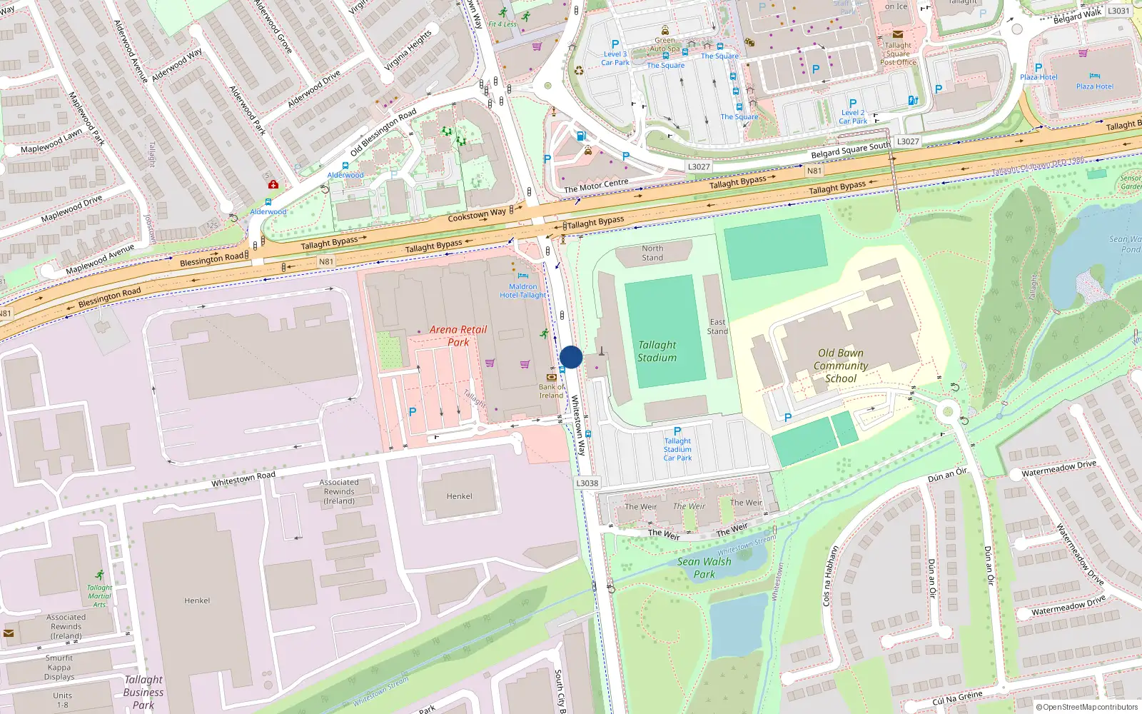 Overhead map showing the location of 195 New Seskin Court, Tallaght