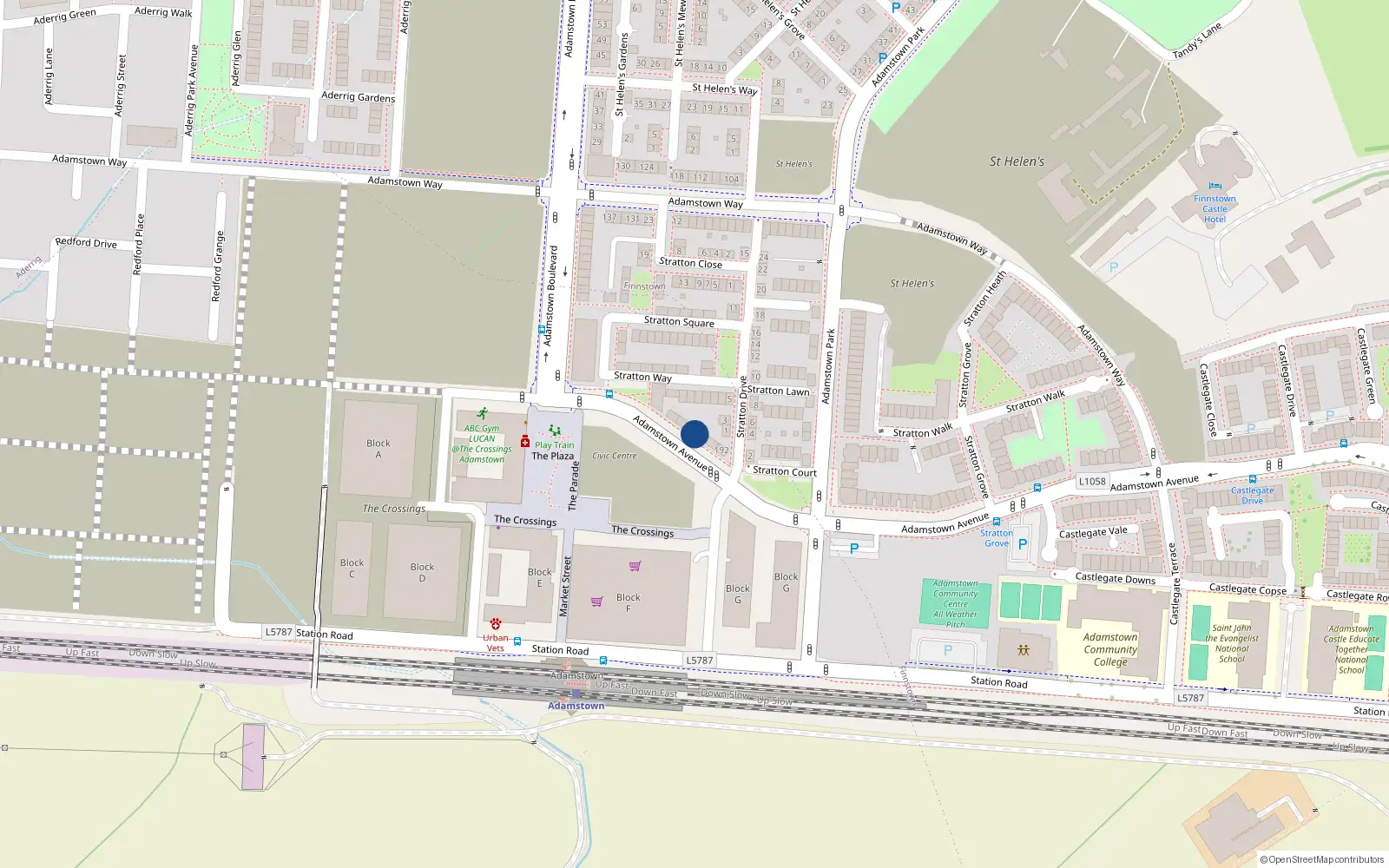 Overhead map showing the location of 196 Adamstown Avenue, Lucan