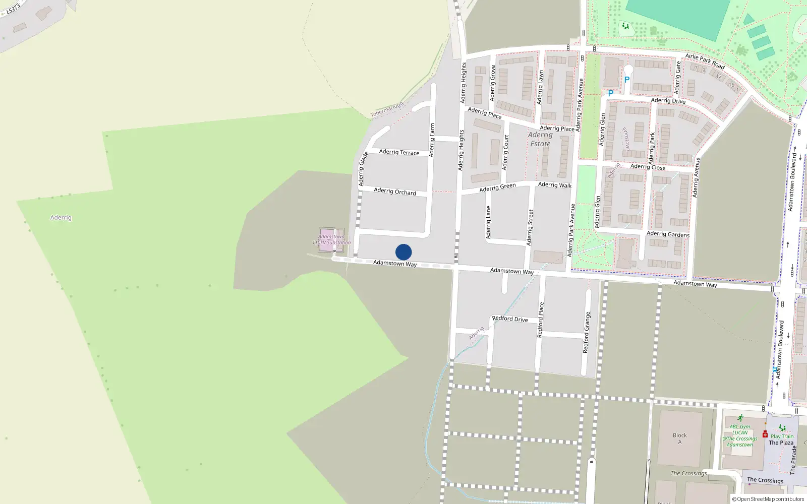 Overhead map showing the location of 196 Adamstown Way, Lucan
