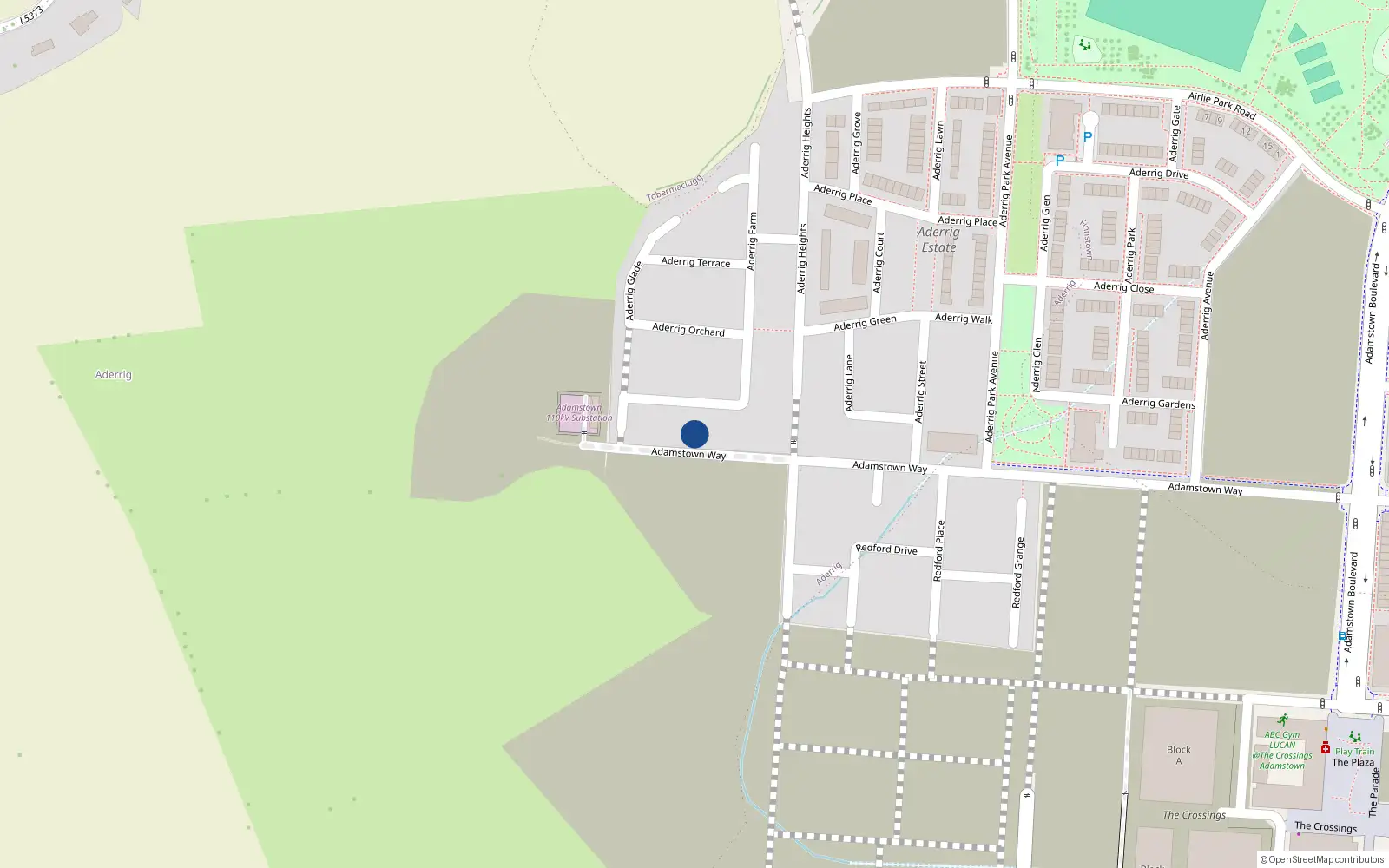 Overhead map showing the location of 198 Adamstown Way, Lucan