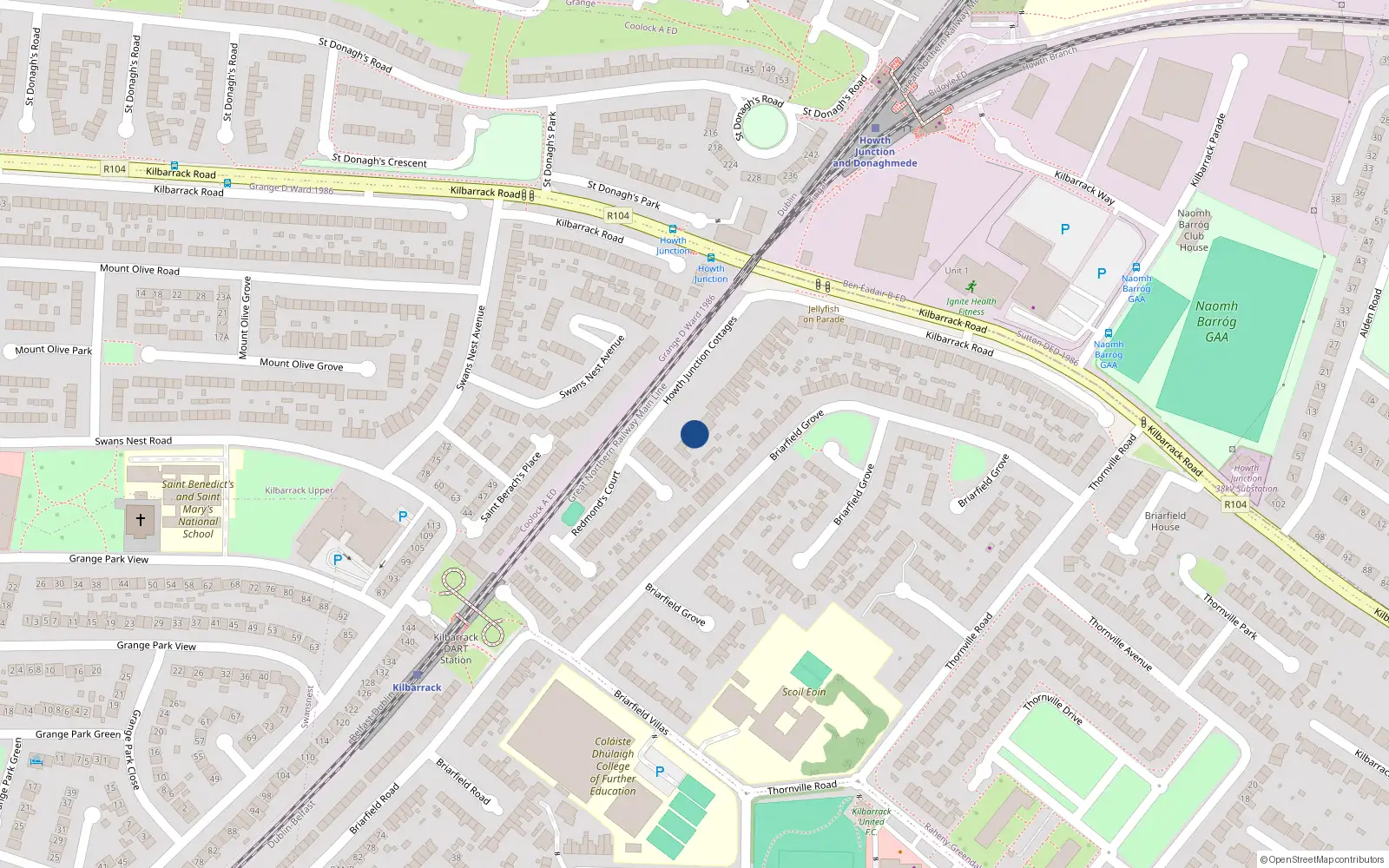 Overhead map showing the location of 19A Howth Junction Cottages, Dublin 5