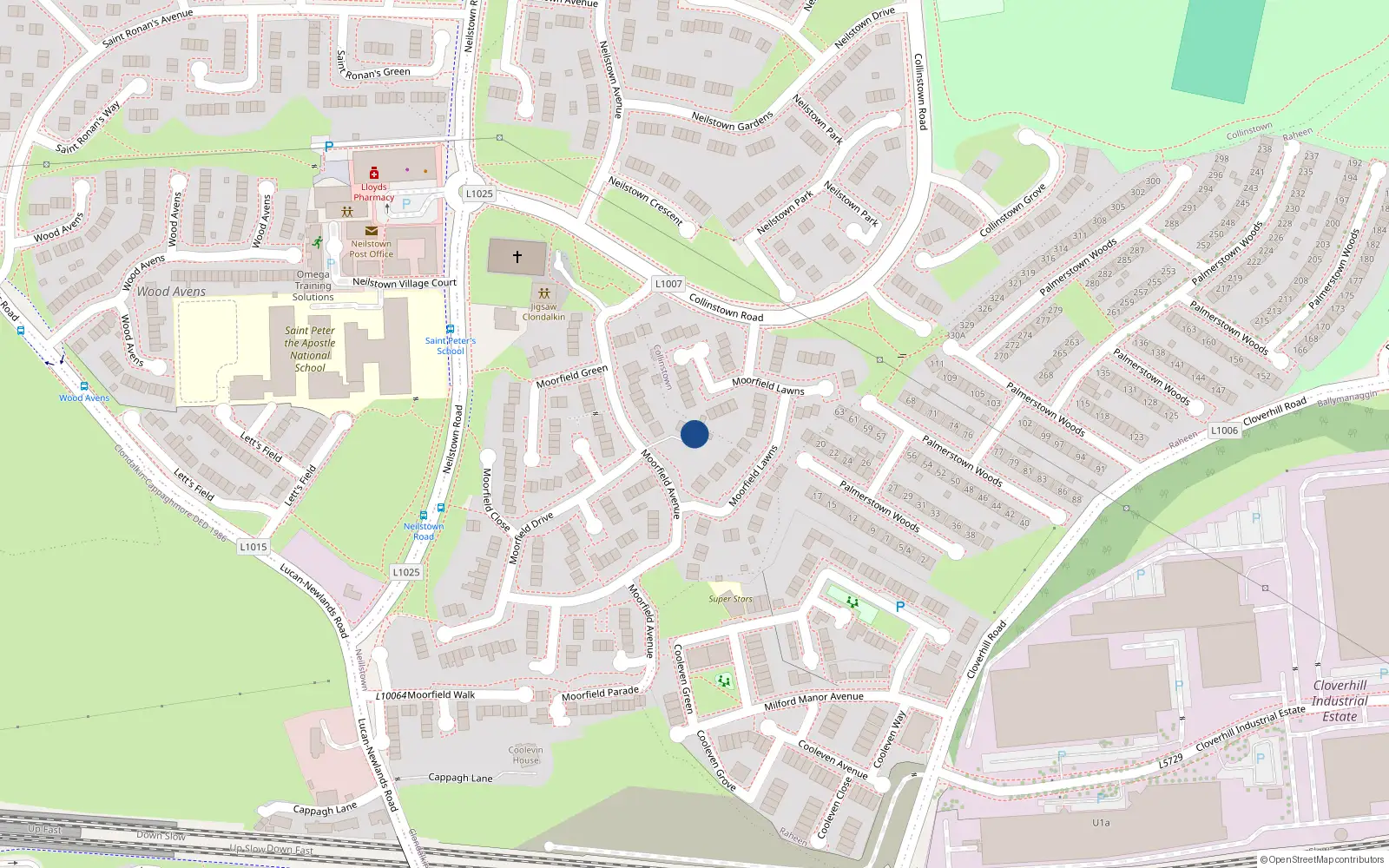 Overhead map showing the location of 19C Moorefield Avenue, Clondalkin
