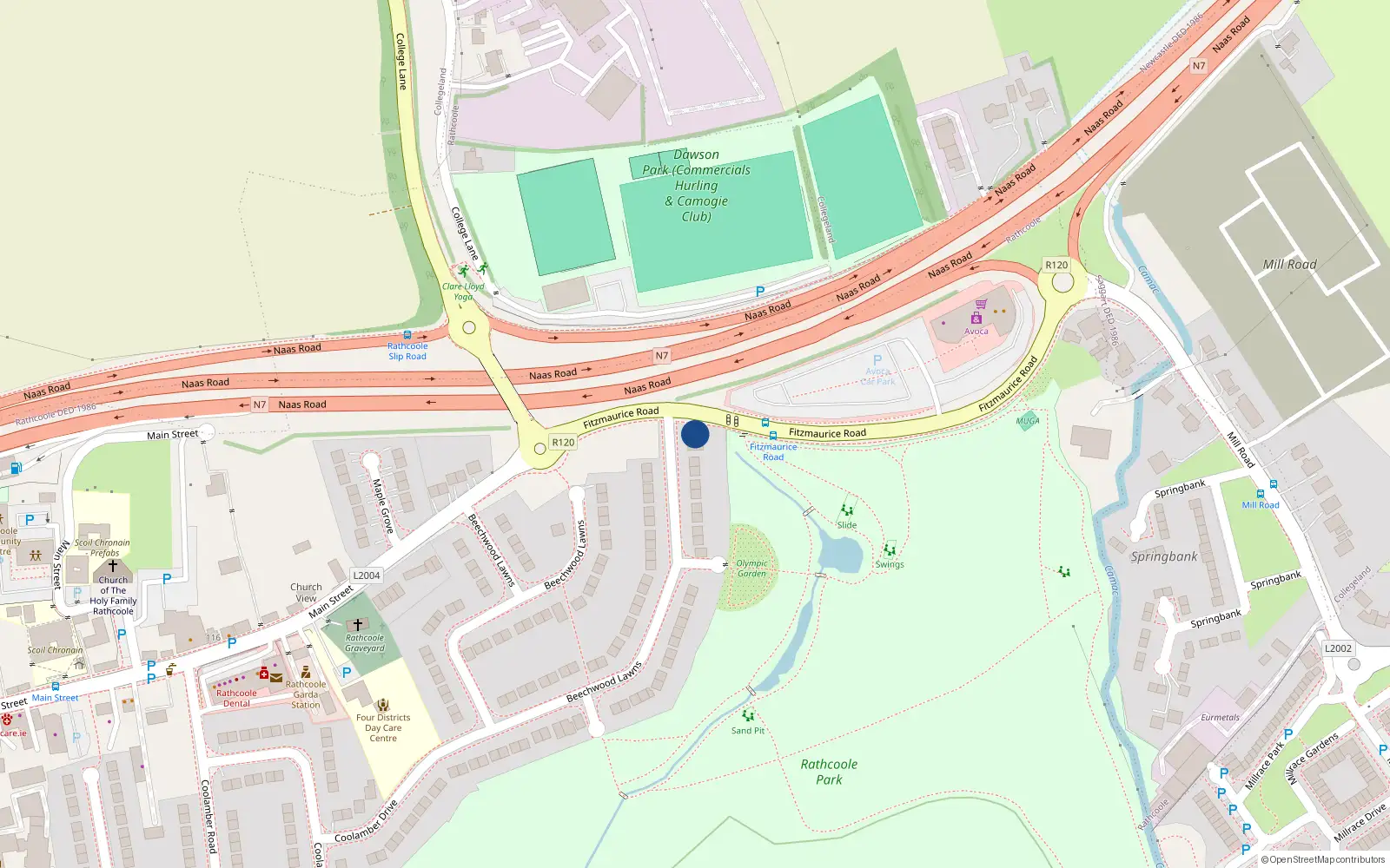 Overhead map showing the location of 1A Beechwood Lawns, Rathcoole