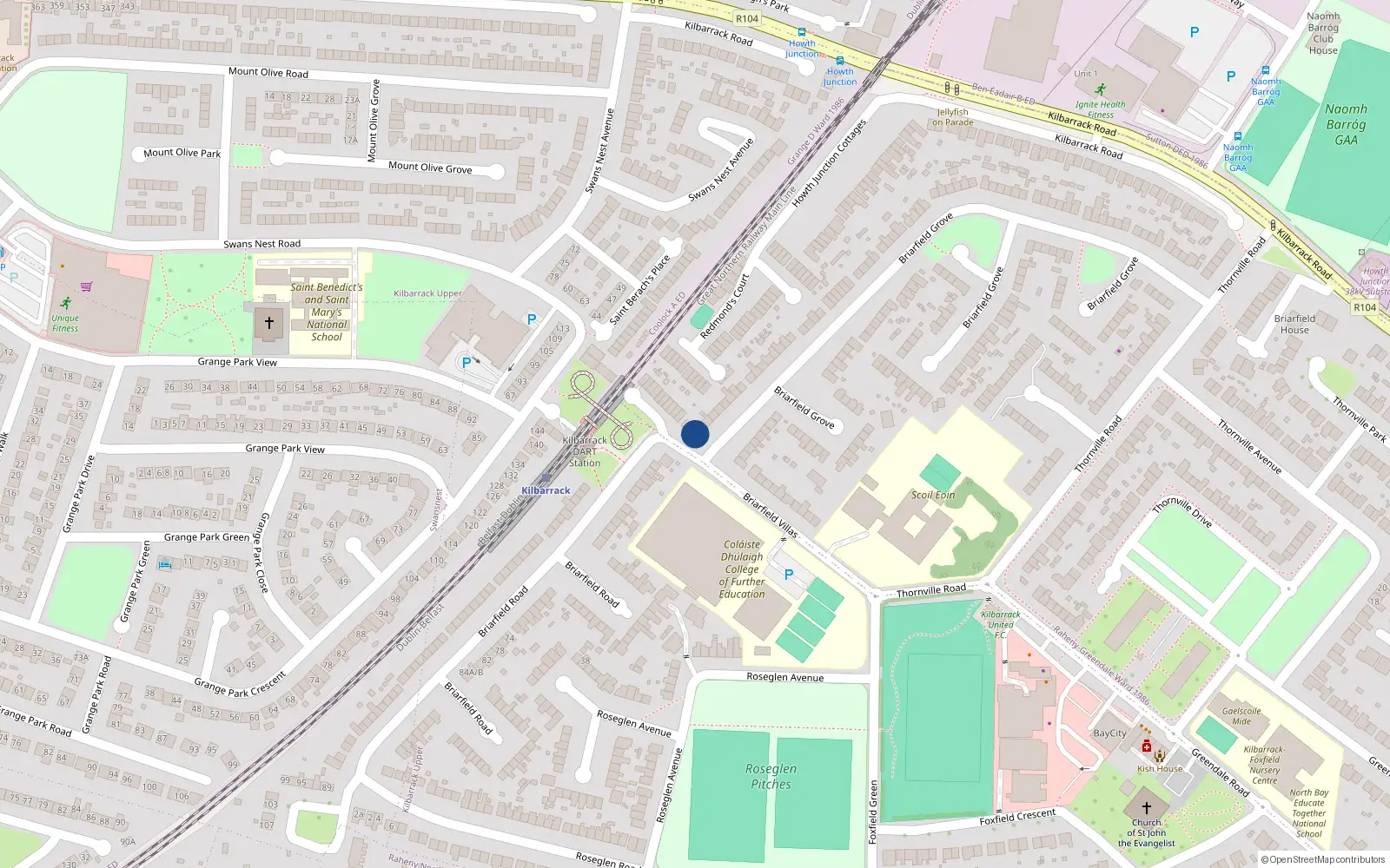 Overhead map showing the location of 1A Briarfield Grove, Kilbarrack, Dublin 5