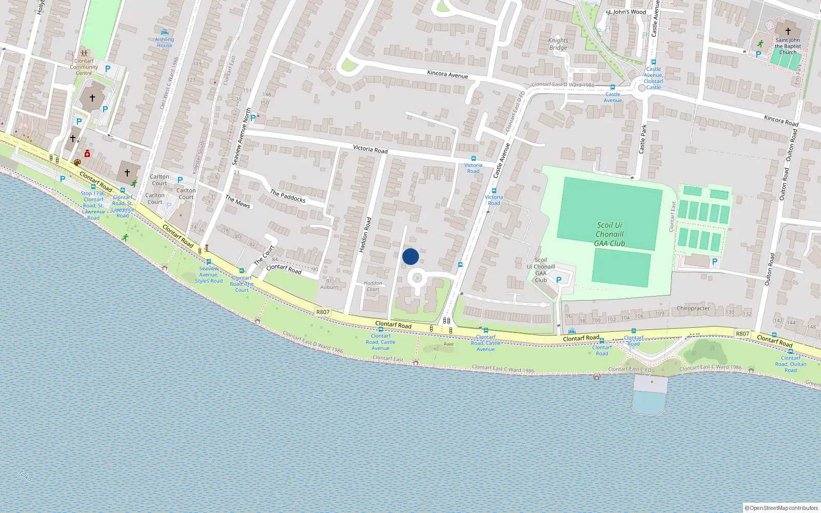 Overhead map showing the location of 1A Castle Avenue, Dublin 3