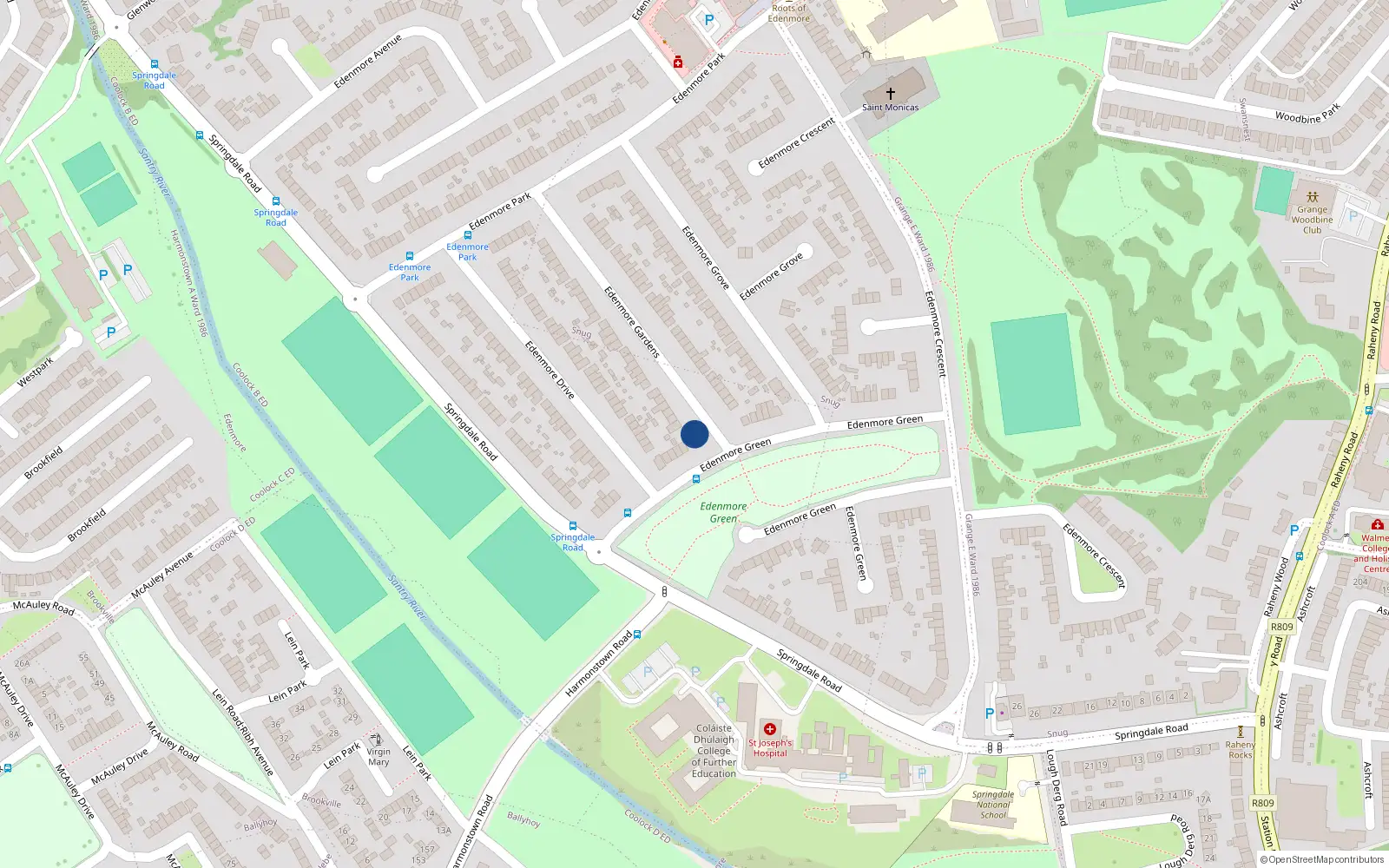 Overhead map showing the location of 1A Edenmore Gardens, Dublin 5