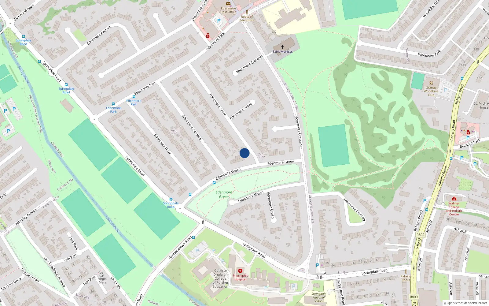 Overhead map showing the location of 1A Edenmore Grove, Dublin 5