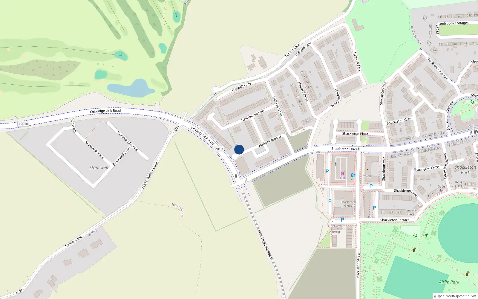 Overhead map showing the location of 1A Hallwell Avenue, Lucan