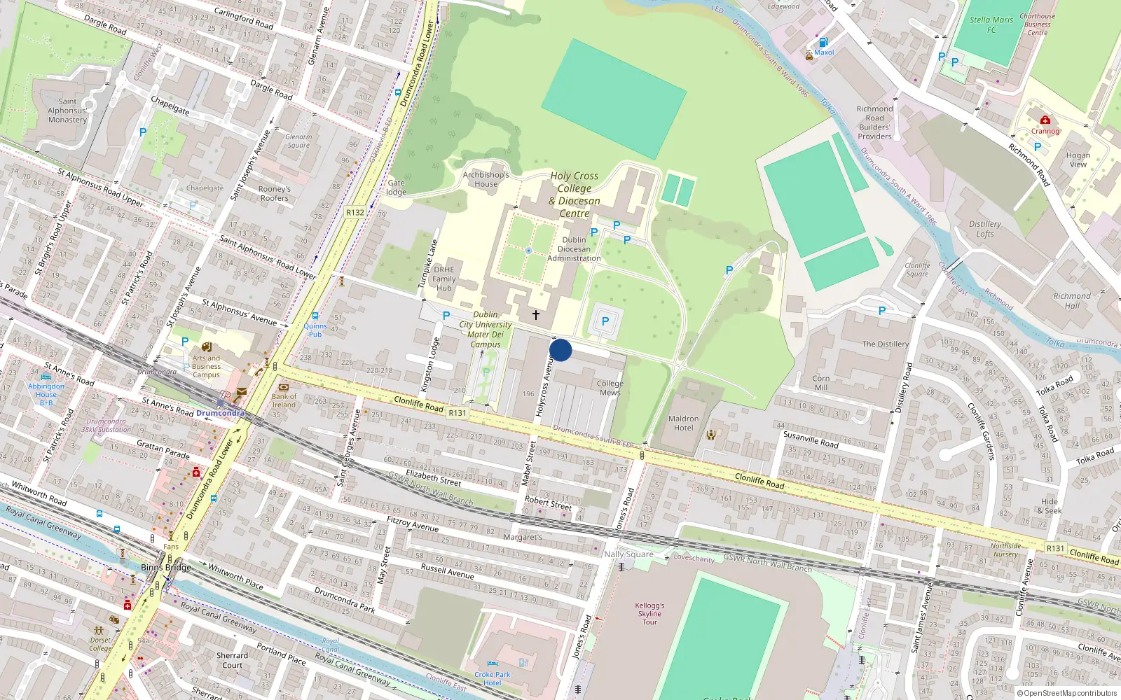 Overhead map showing the location of 1A Holy Cross Avenue, Dublin 3, Dublin