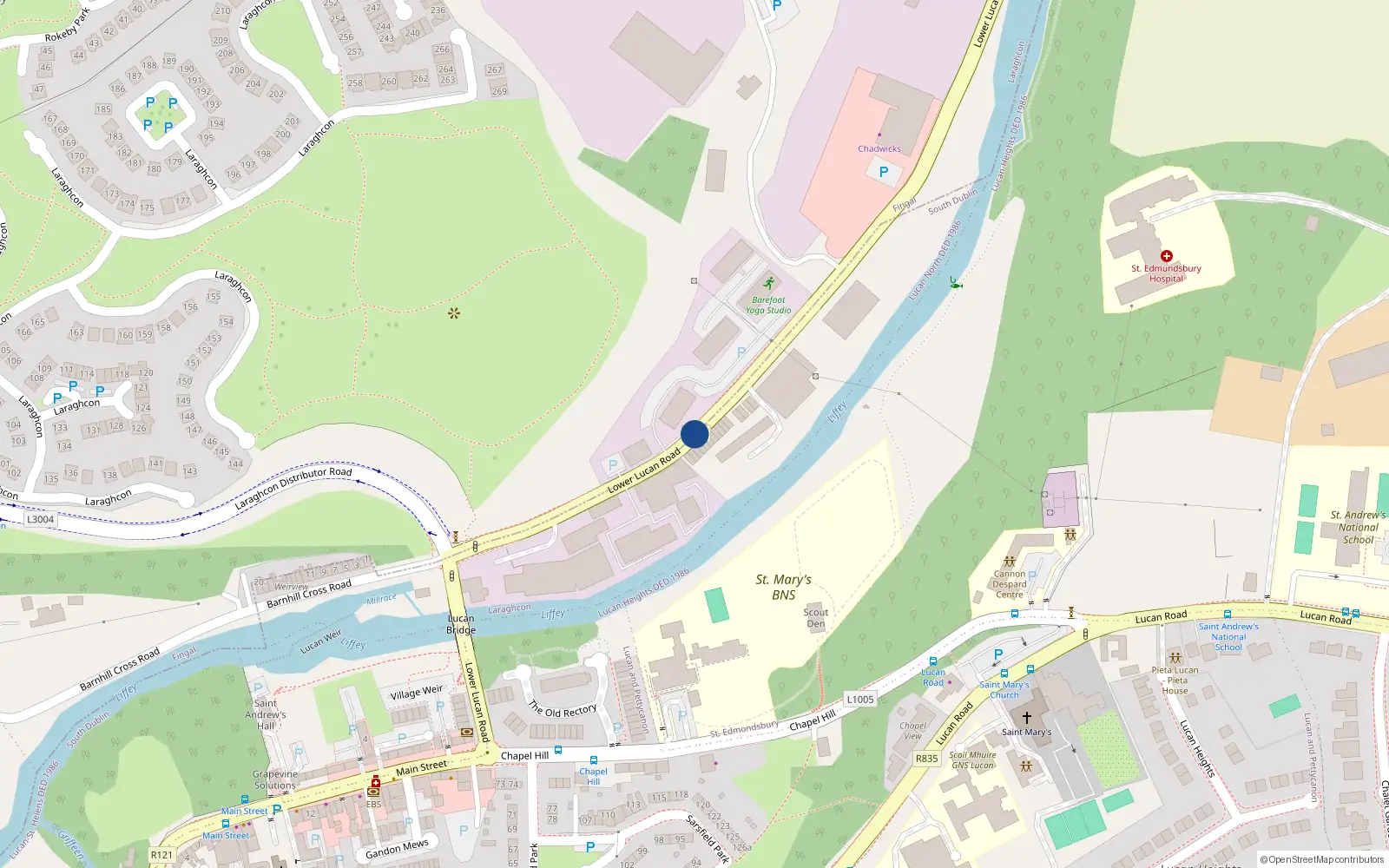 Overhead map showing the location of 1A Millbank, Lucan