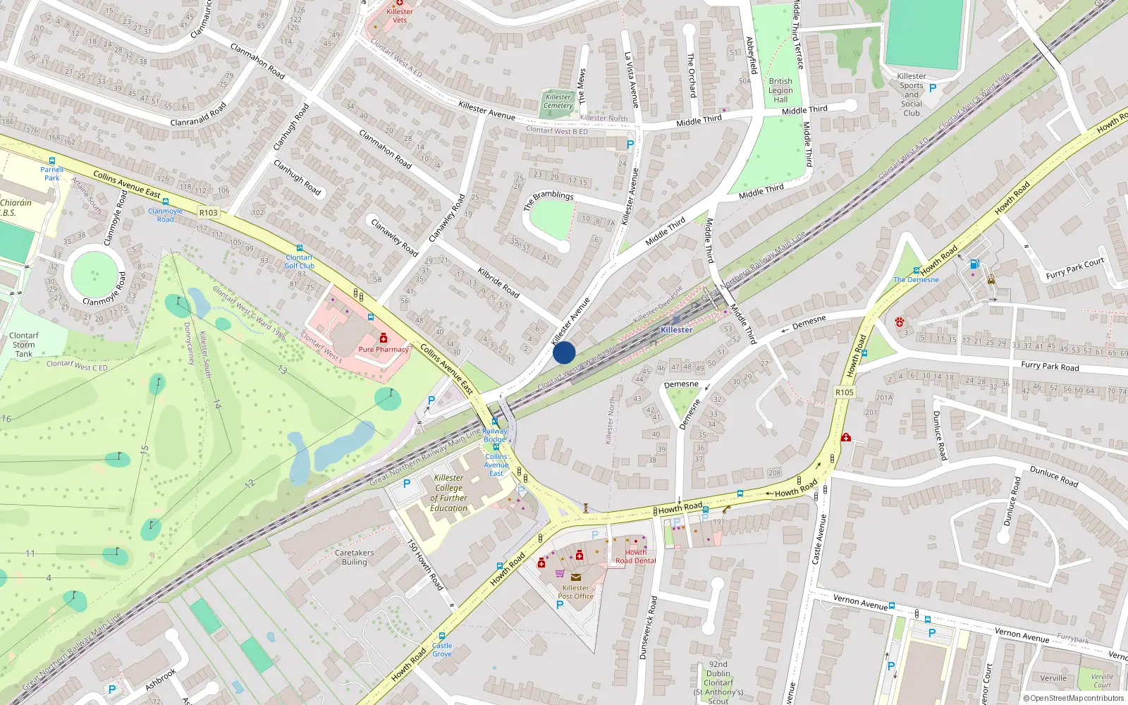 Overhead map showing the location of 1A Middle Third, Dublin 5