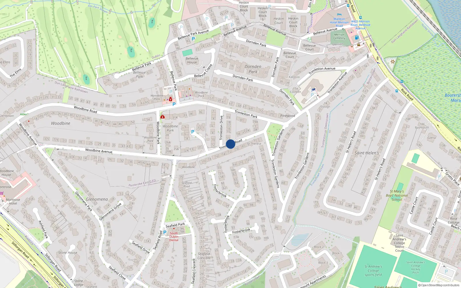 Overhead map showing the location of 1A Trimleston Road, Trimleston or Owenstown