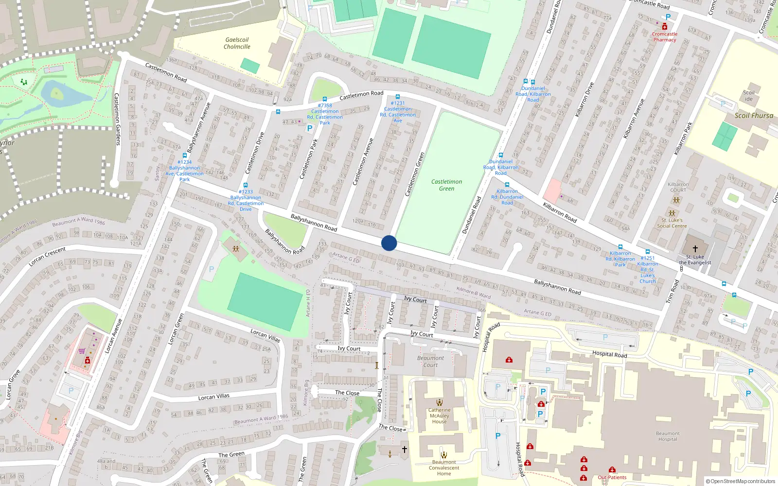 Overhead map showing the location of 1C St Martha, Ballyshannon Road, Kilmore West Dublin 5