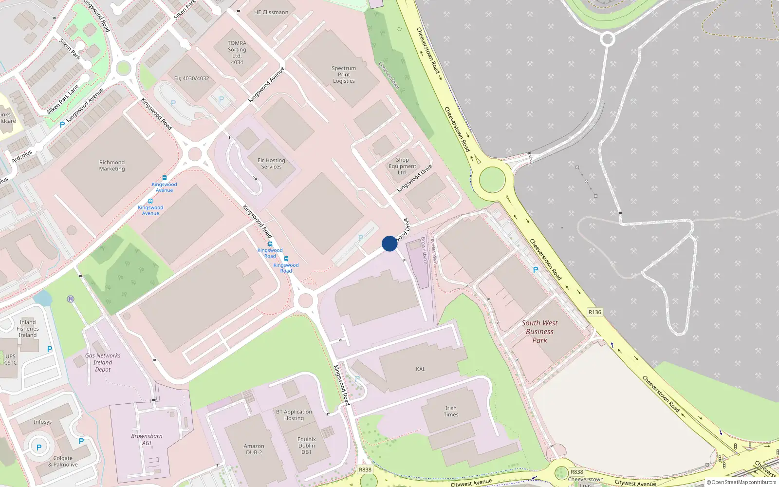Overhead map showing the location of 1D Kingswood Drive, Dublin