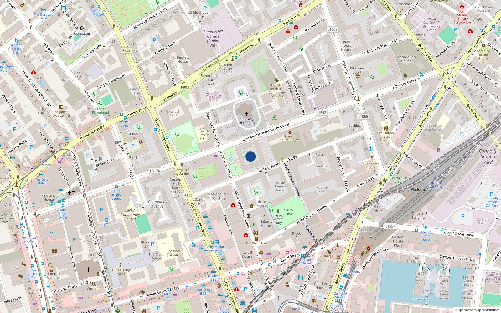 Overhead map showing the location of 1H, Sean Macdermott Street Lower, Dublin 1