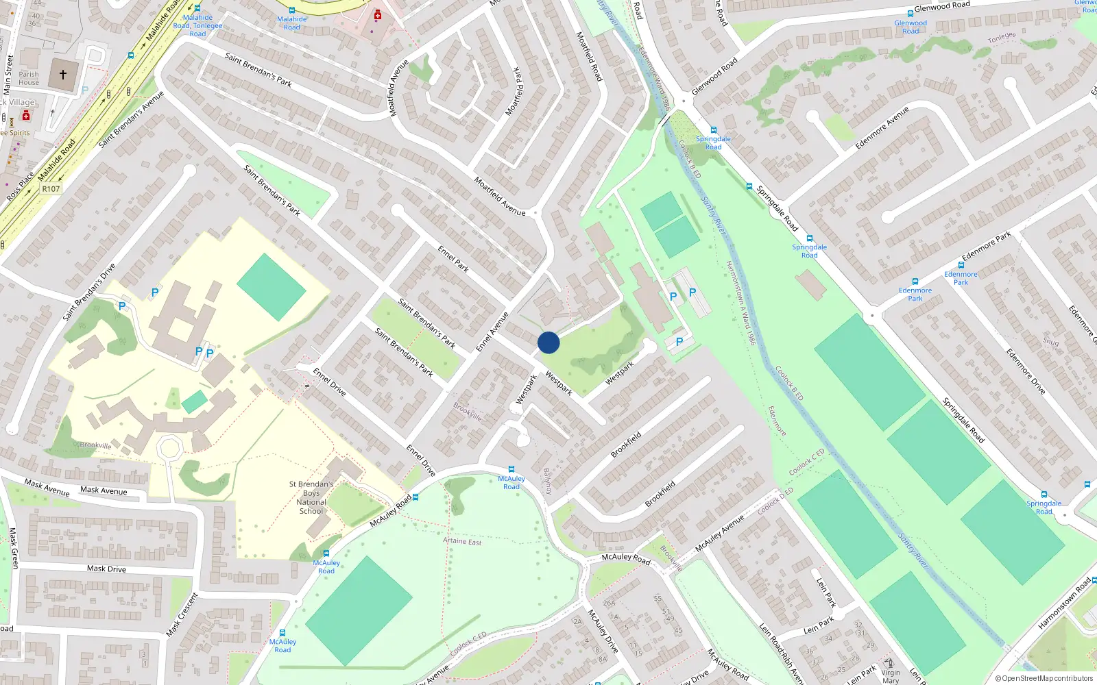 Overhead map showing the location of Westpark, Dublin 5