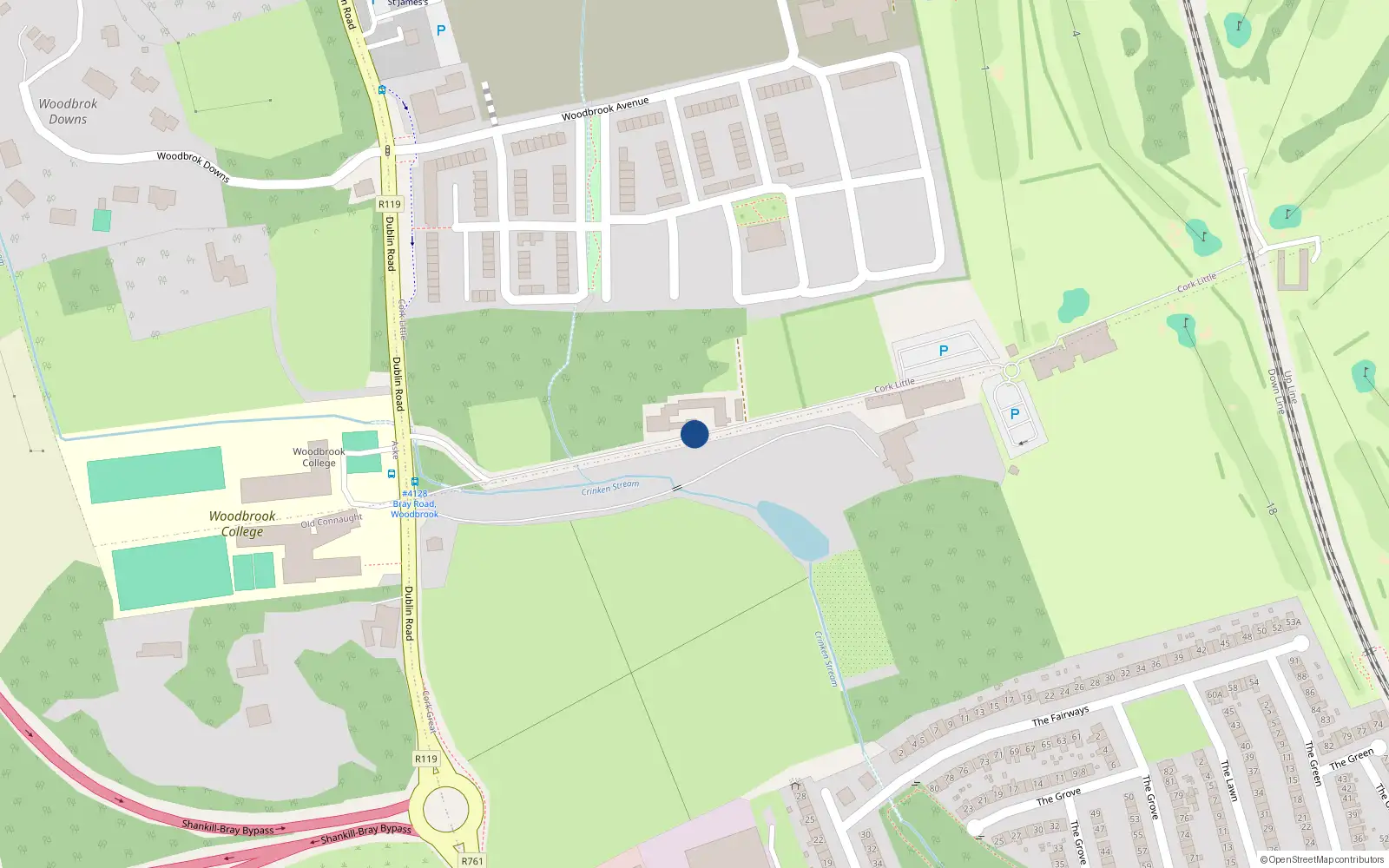 Overhead map showing the location of 2-20 Woodbrook