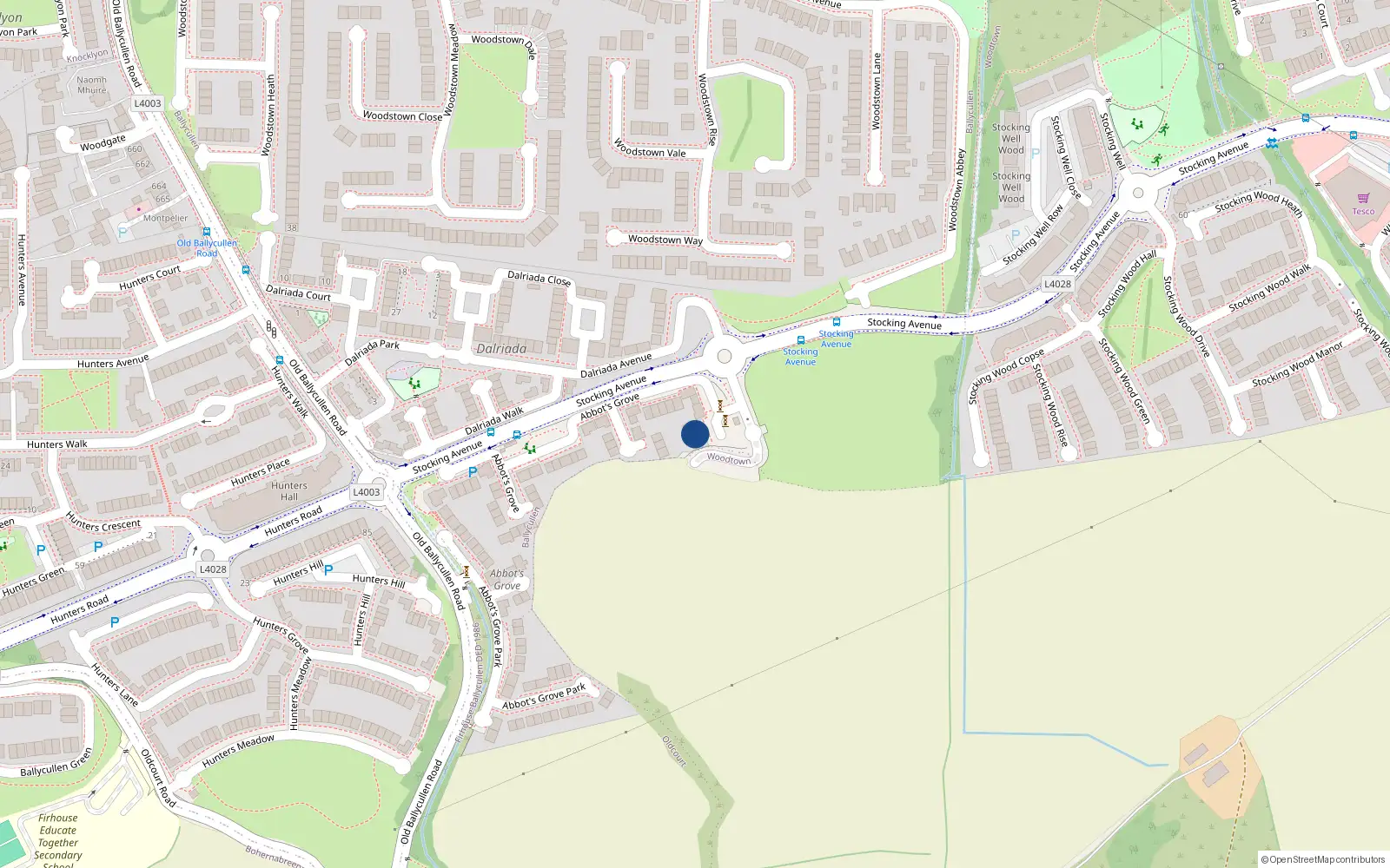 Overhead map showing the location of 2 Abbotts Grove Avenue, Knocklyon