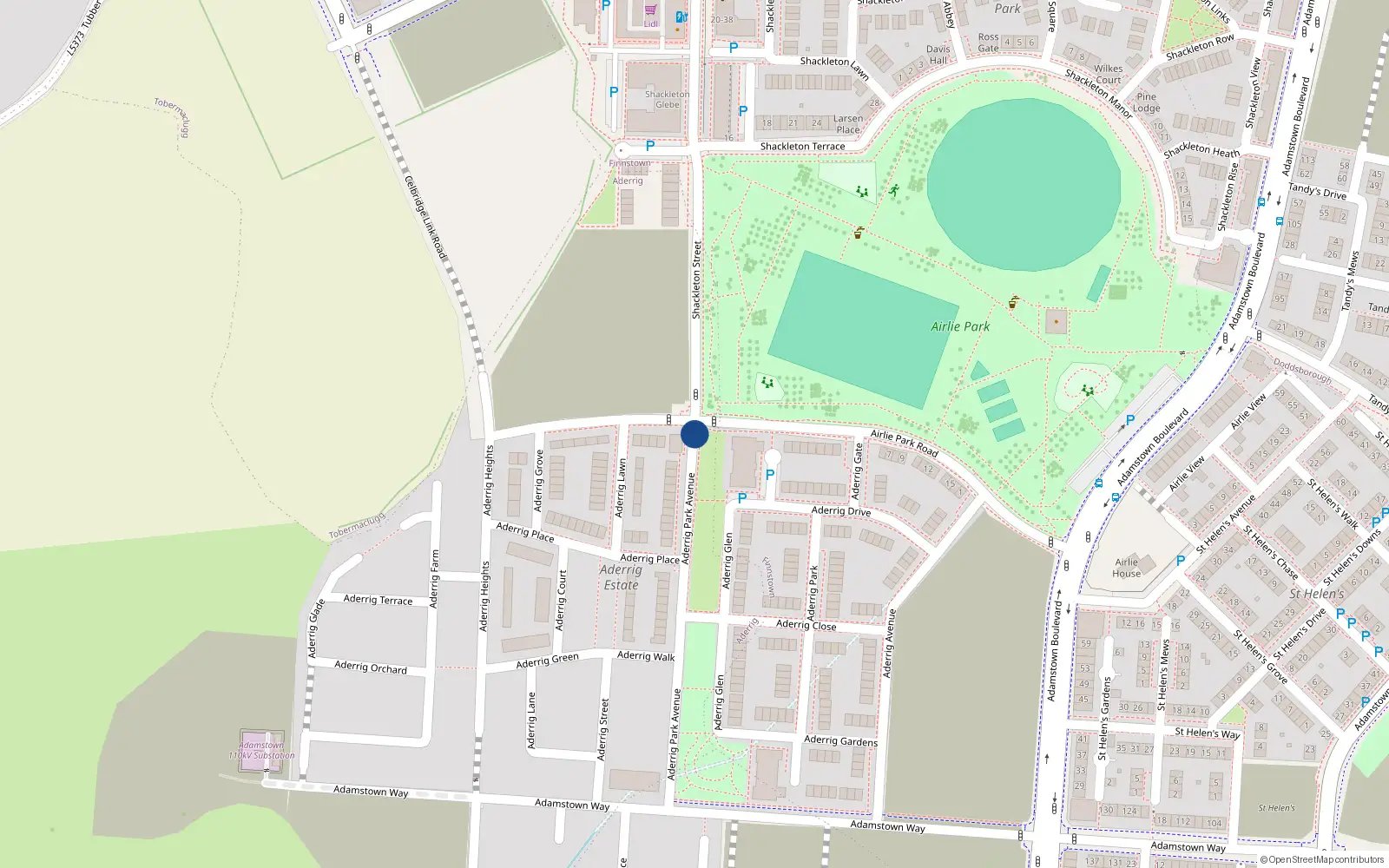 Overhead map showing the location of 2 Adderrig Park Avenue, Adamstown