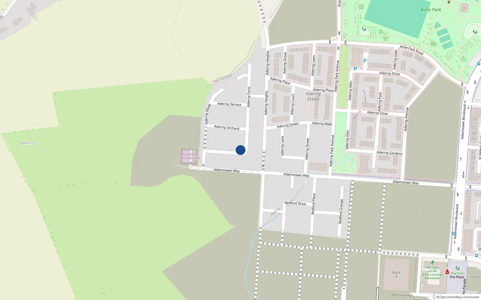 Overhead map showing the location of 2 Aderrig Farm, Lucan