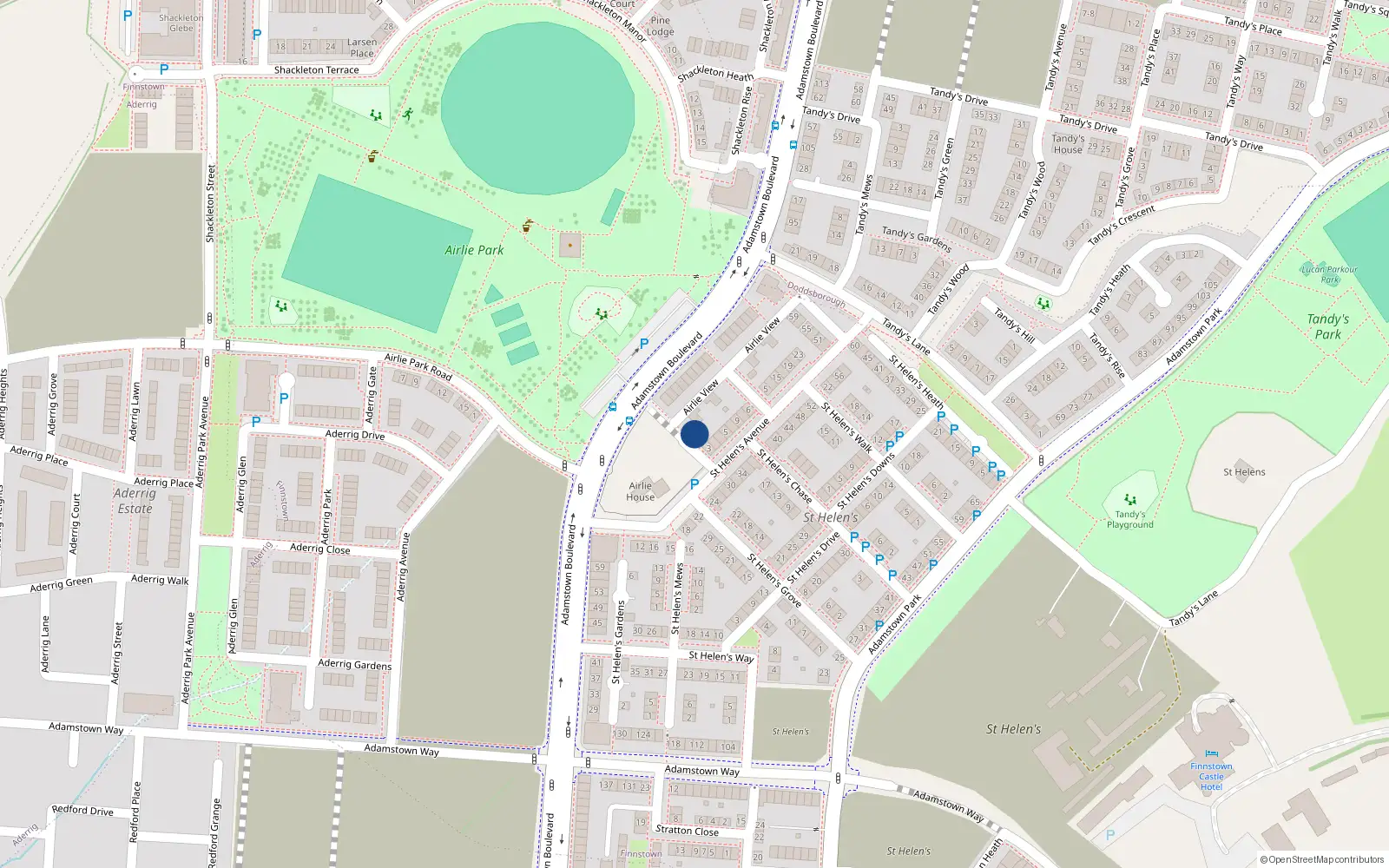 Overhead map showing the location of 2 Airlie View, Lucan