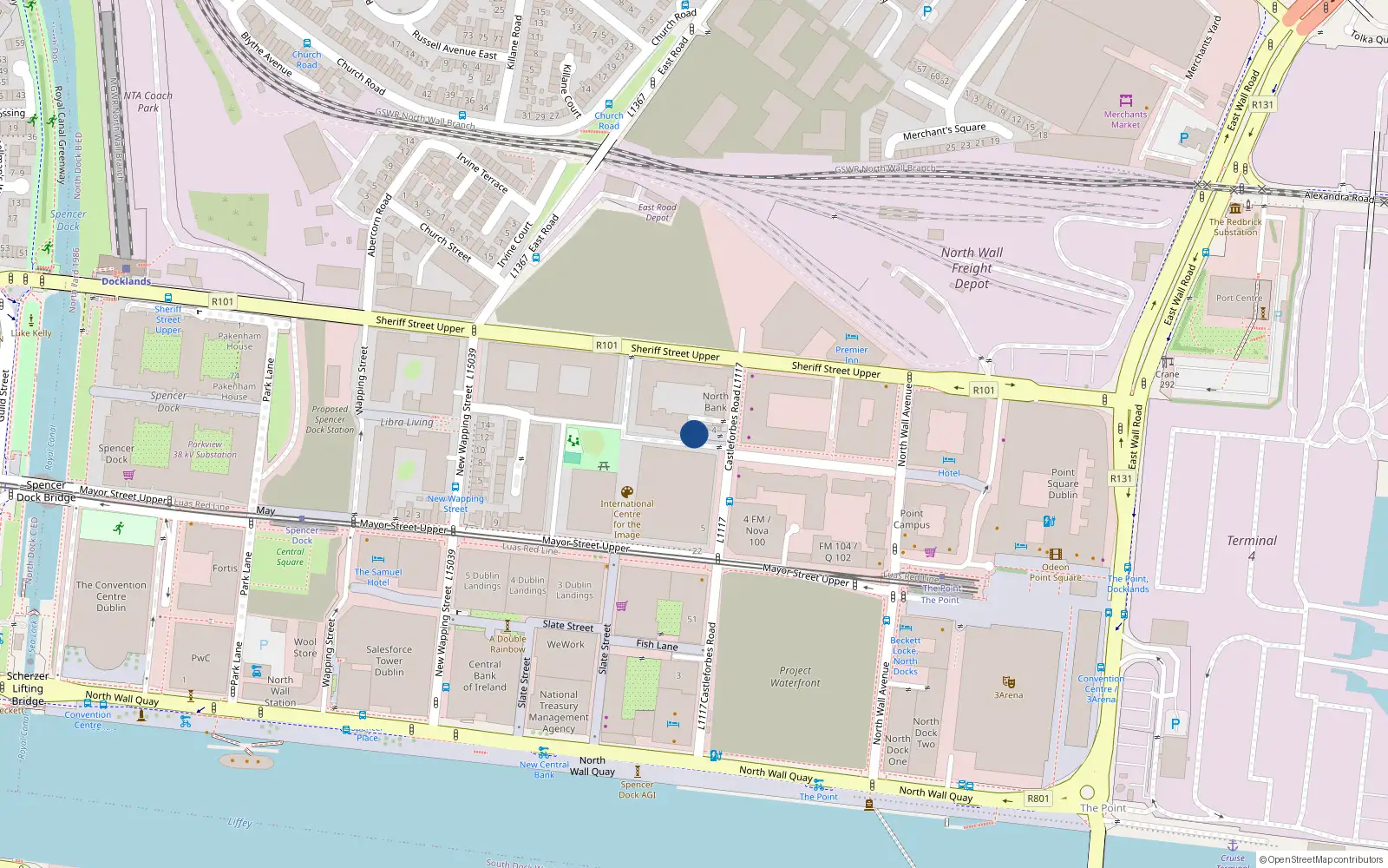 Overhead map showing the location of 2 Alexandar Terrace, Castleforbes Road, Dublin 1