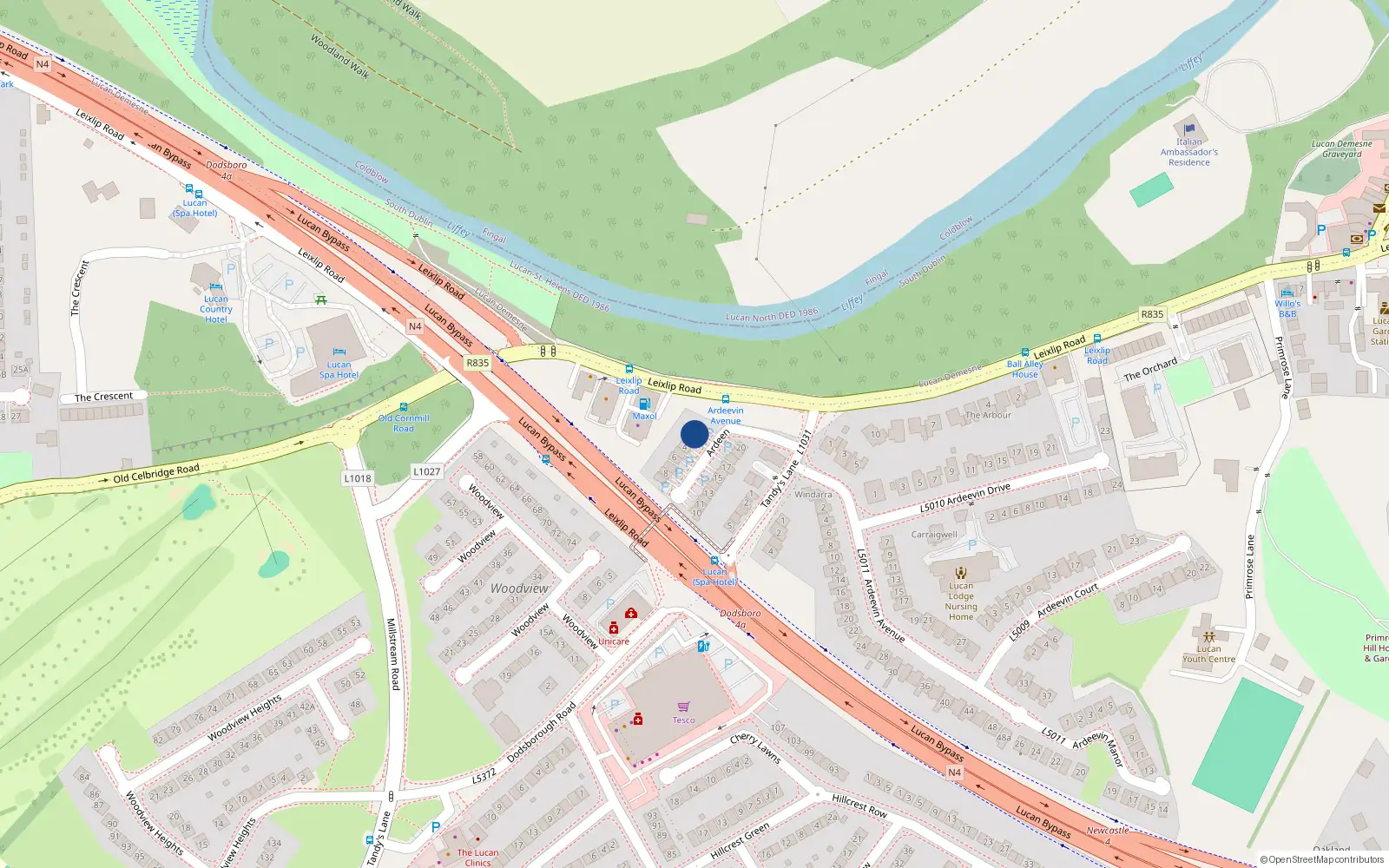 Overhead map showing the location of 2 Ardeen, Lucan