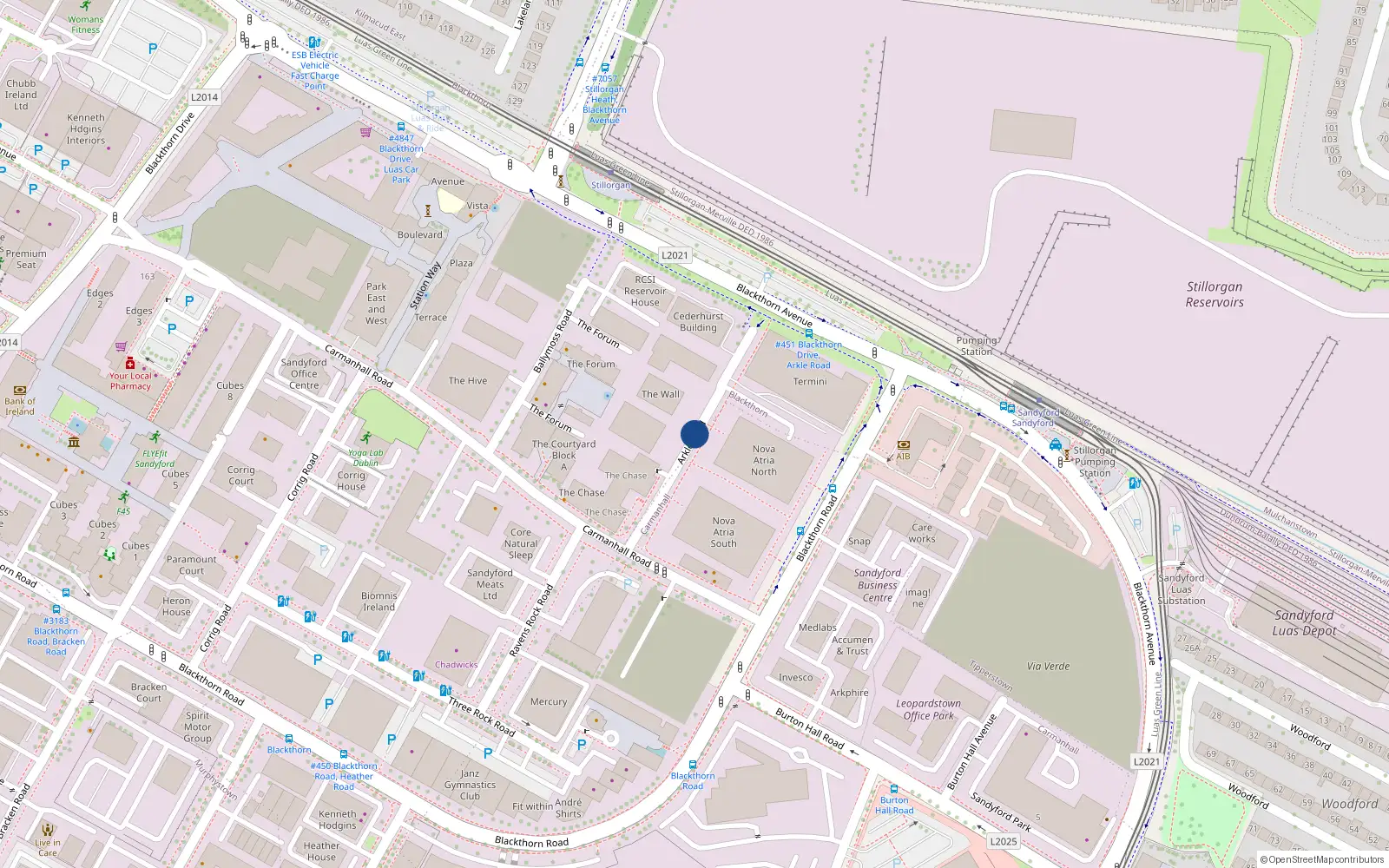 Overhead map showing the location of 2 Arkle Road, Blackrock
