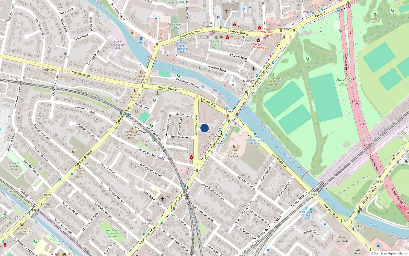 Overhead map showing the location of 2 Austin's Cottages, North Strand
