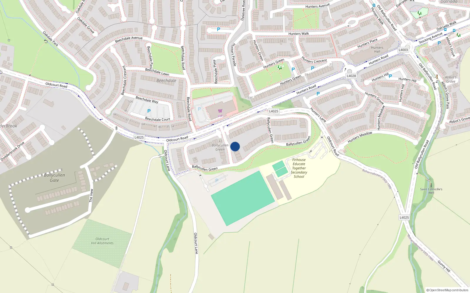 Overhead map showing the location of 2 Ballycullen Green, Dublin 24