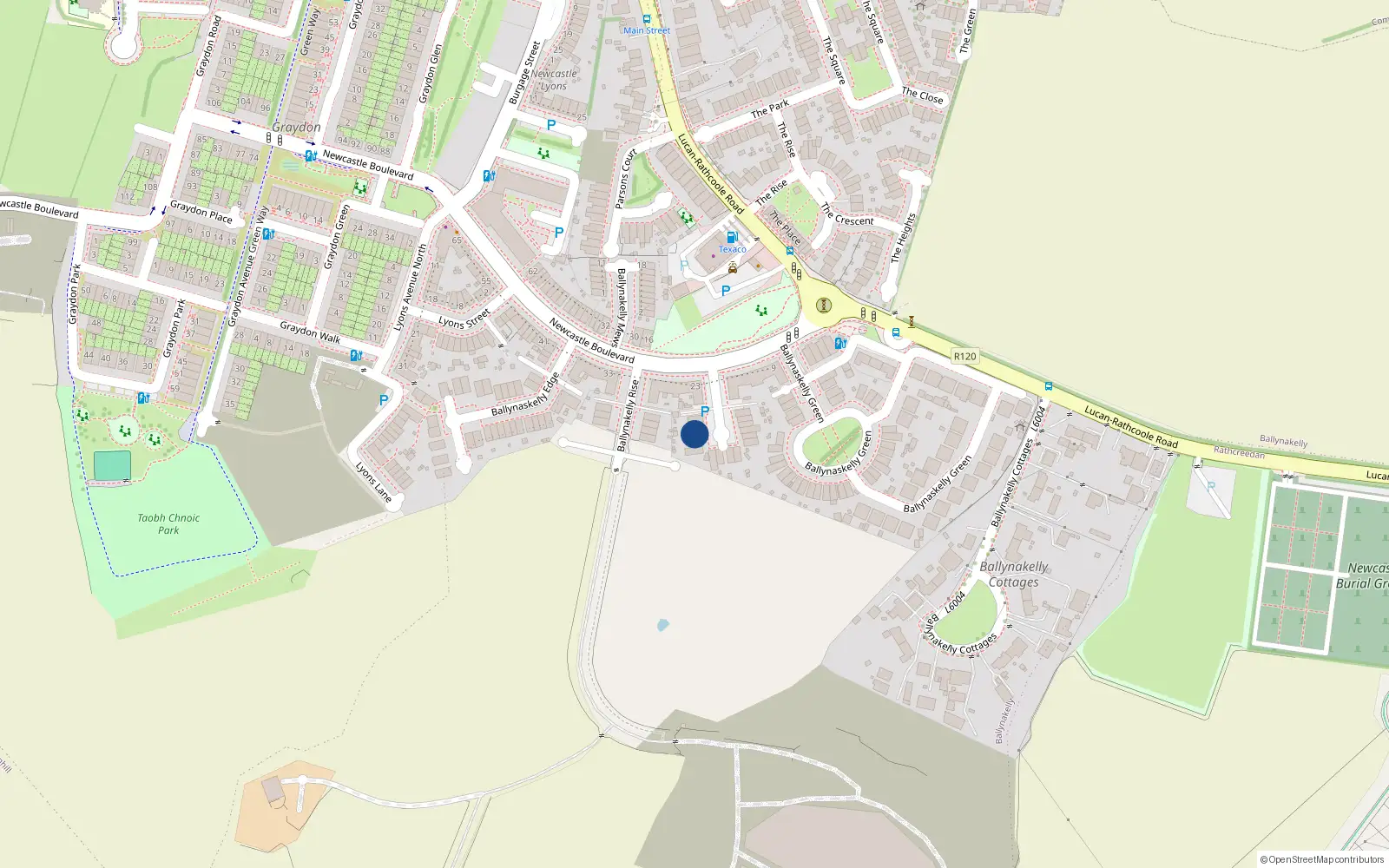 Overhead map showing the location of 2 Ballynakelly Court, Ballynakelly