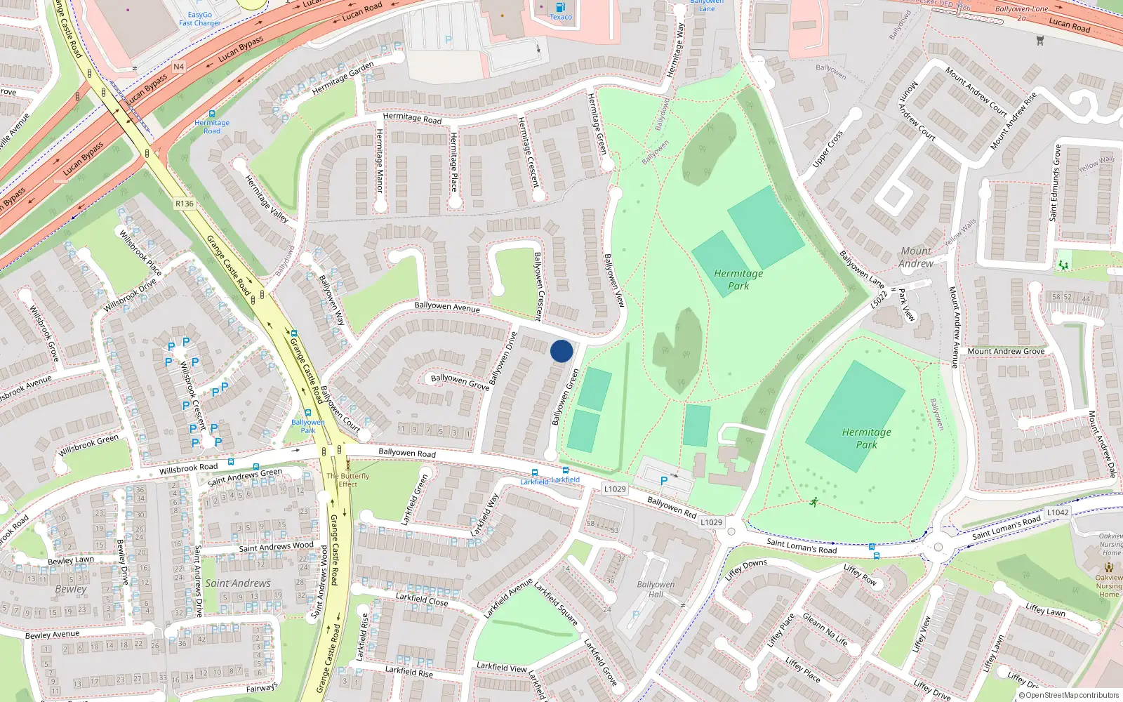 Overhead map showing the location of 2 Ballyowen Green, Lucan