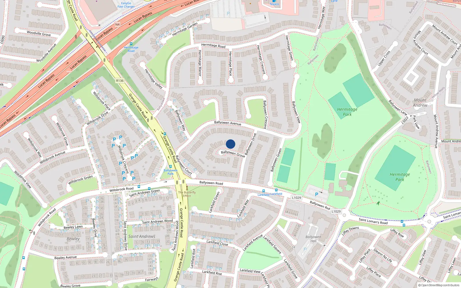 Overhead map showing the location of 2 Ballyowen Grove, Lucan