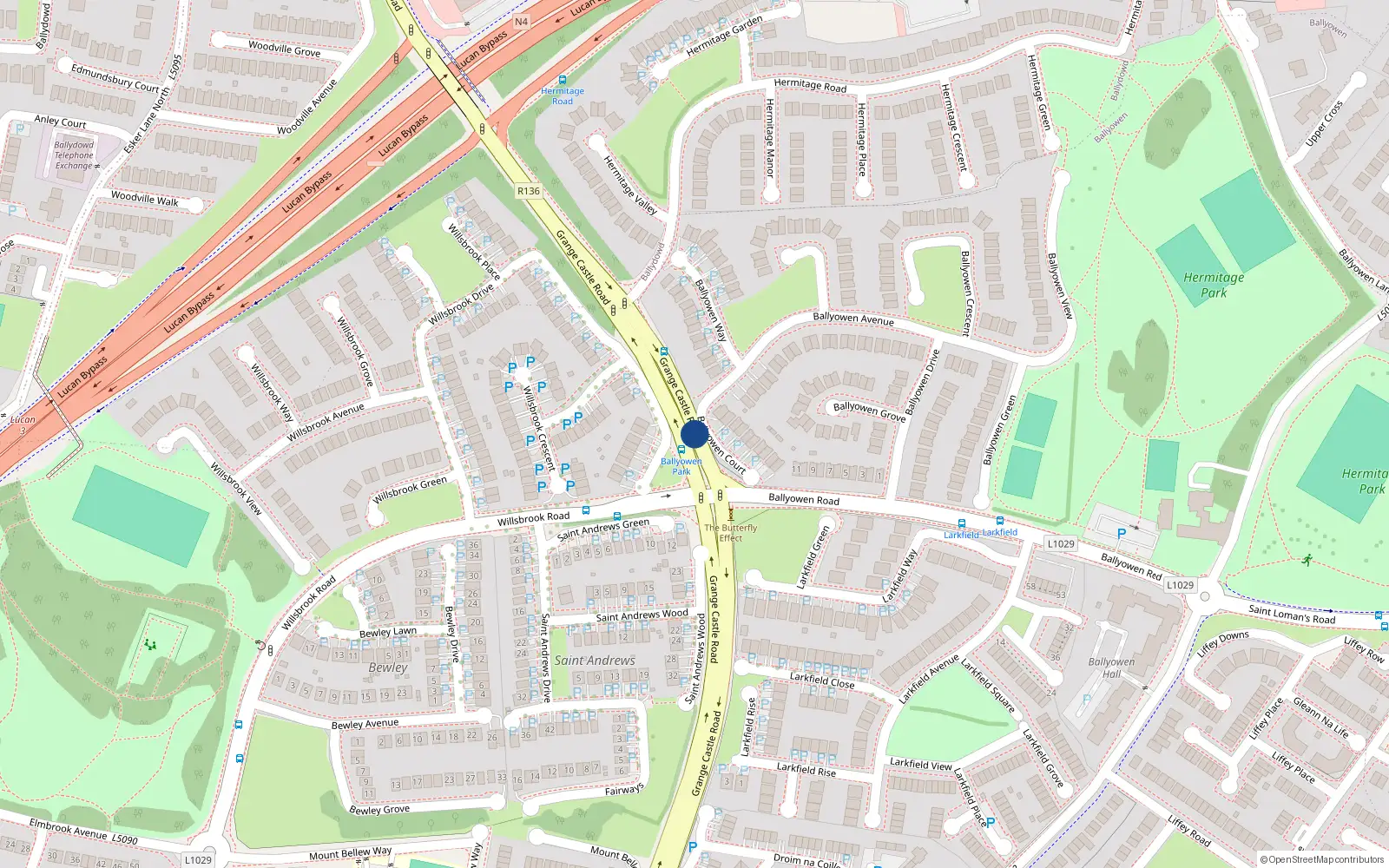 Overhead map showing the location of 2 Ballyowen Park, Lucan