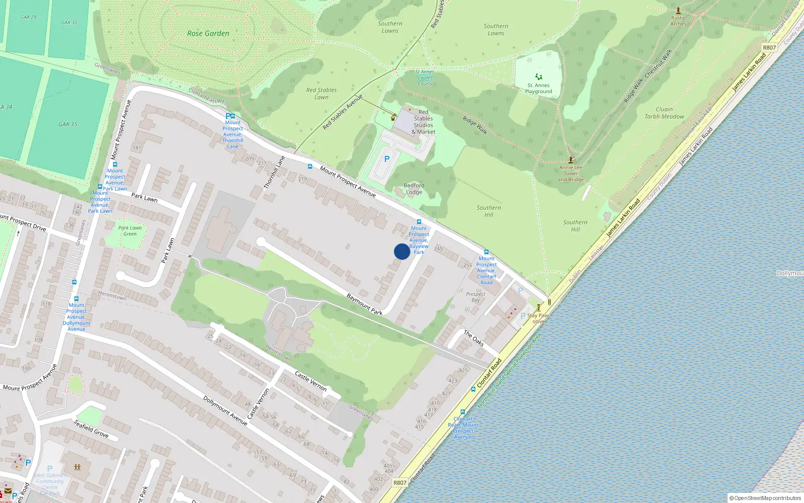Overhead map showing the location of 2 Baymount Park, Dublin 3