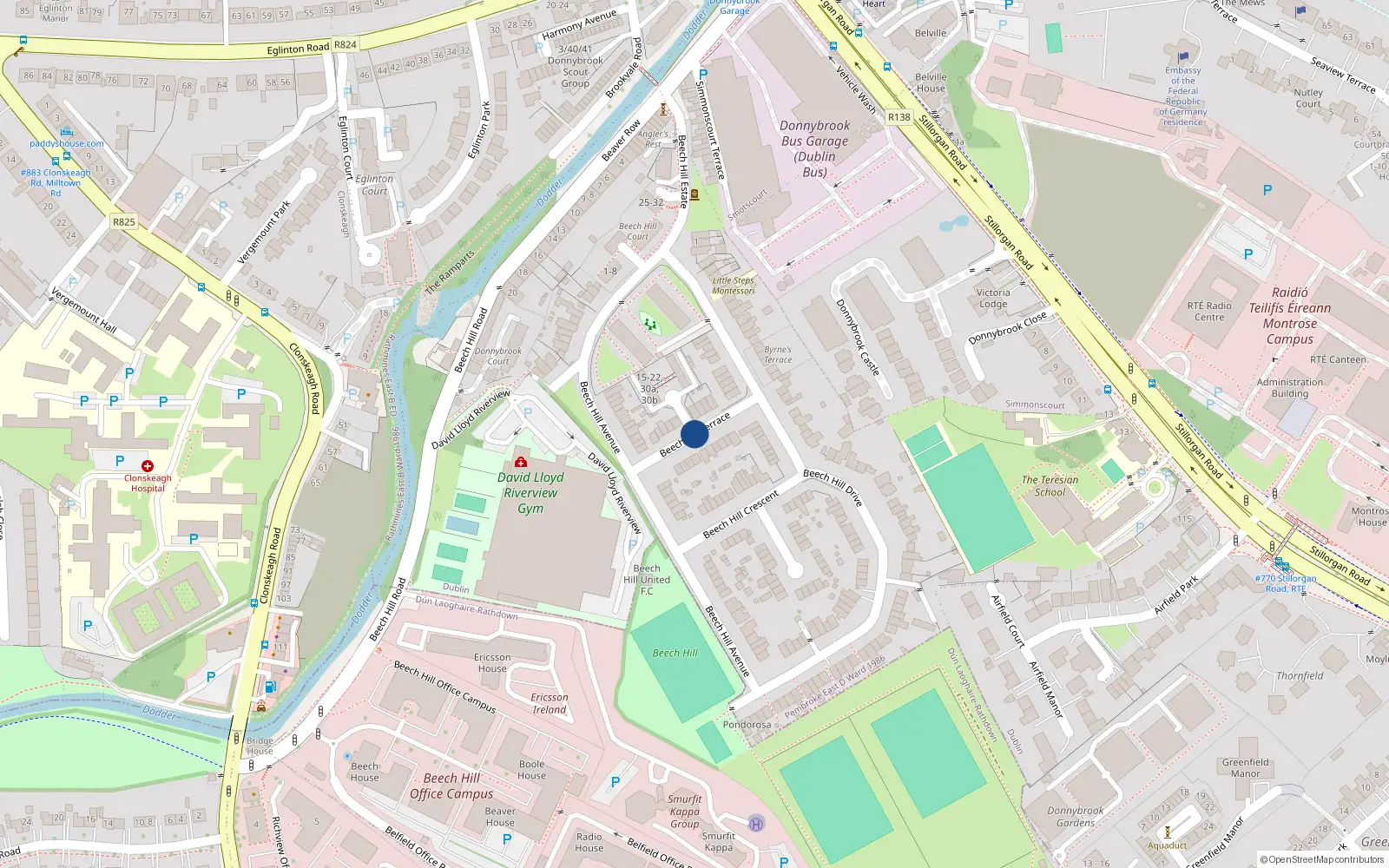 Overhead map showing the location of 2 Beech Hill Terrace, Roebuck