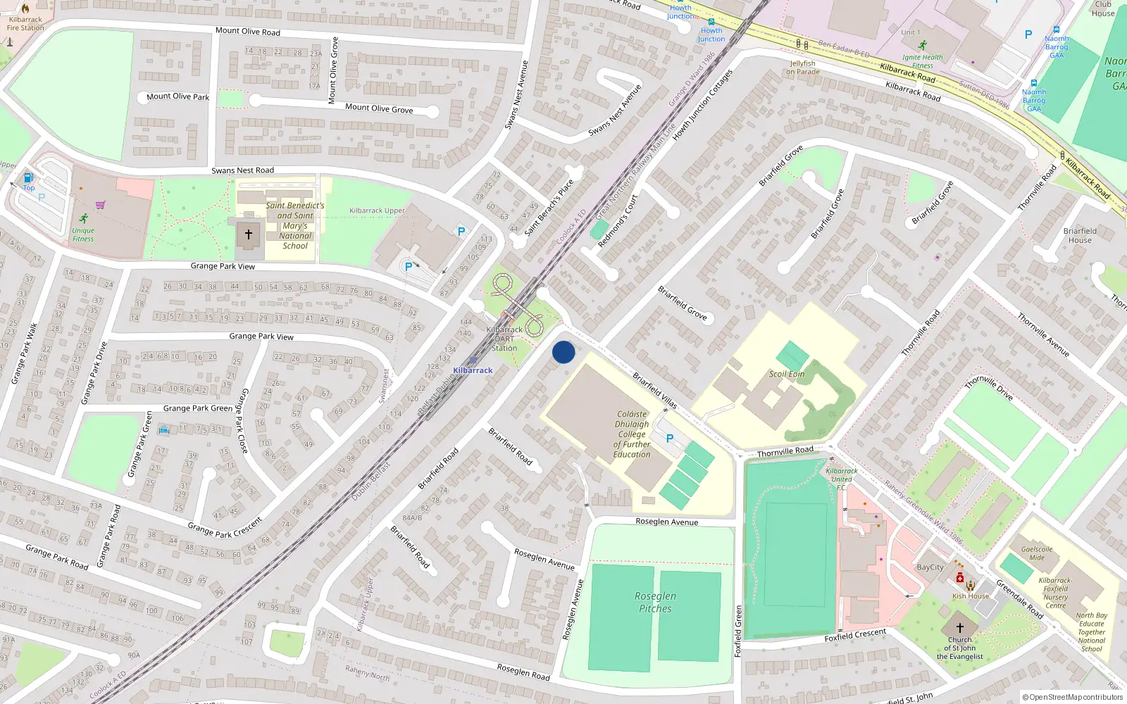 Overhead map showing the location of 2 Briarfield Road, Dublin 5