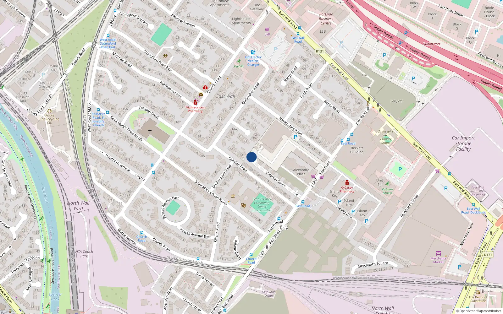 Overhead map showing the location of 2 Caledon Court, Dublin 3