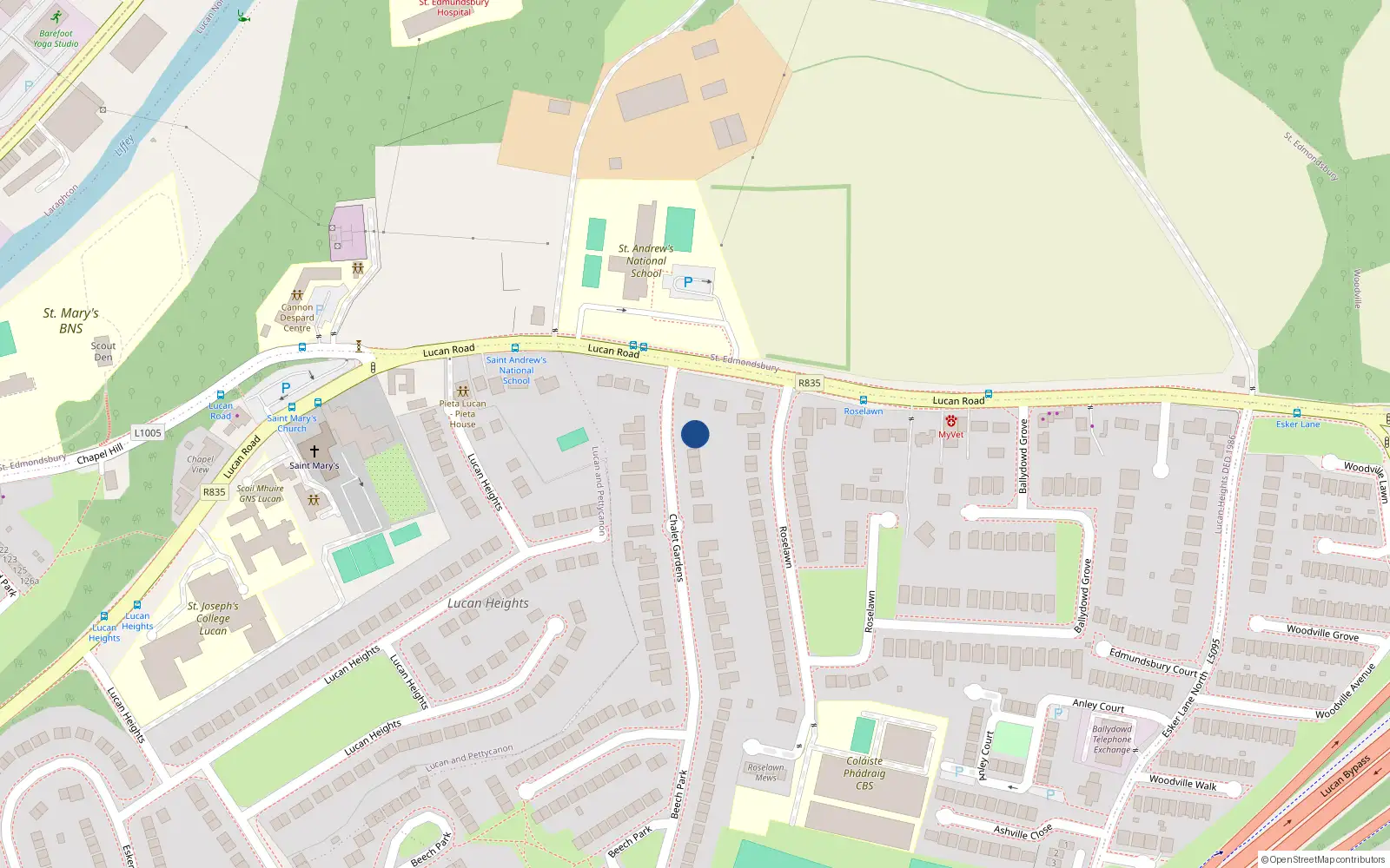 Overhead map showing the location of 2 Chalet Gardens, Lucan
