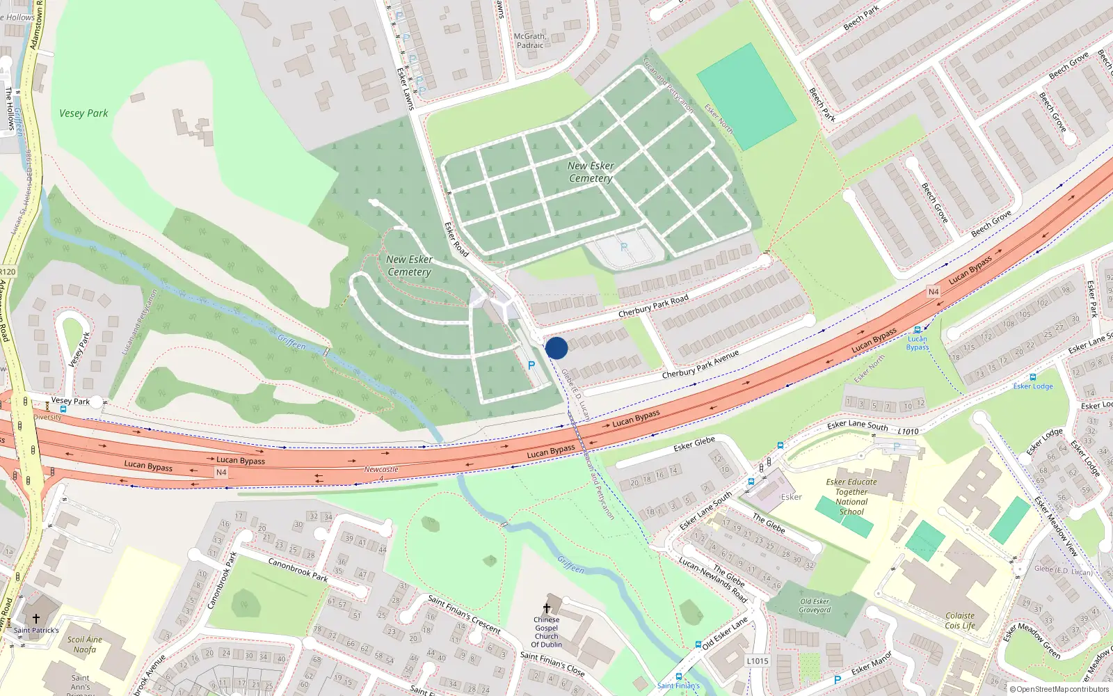 Overhead map showing the location of 2 Cherbury Park Road, Lucan