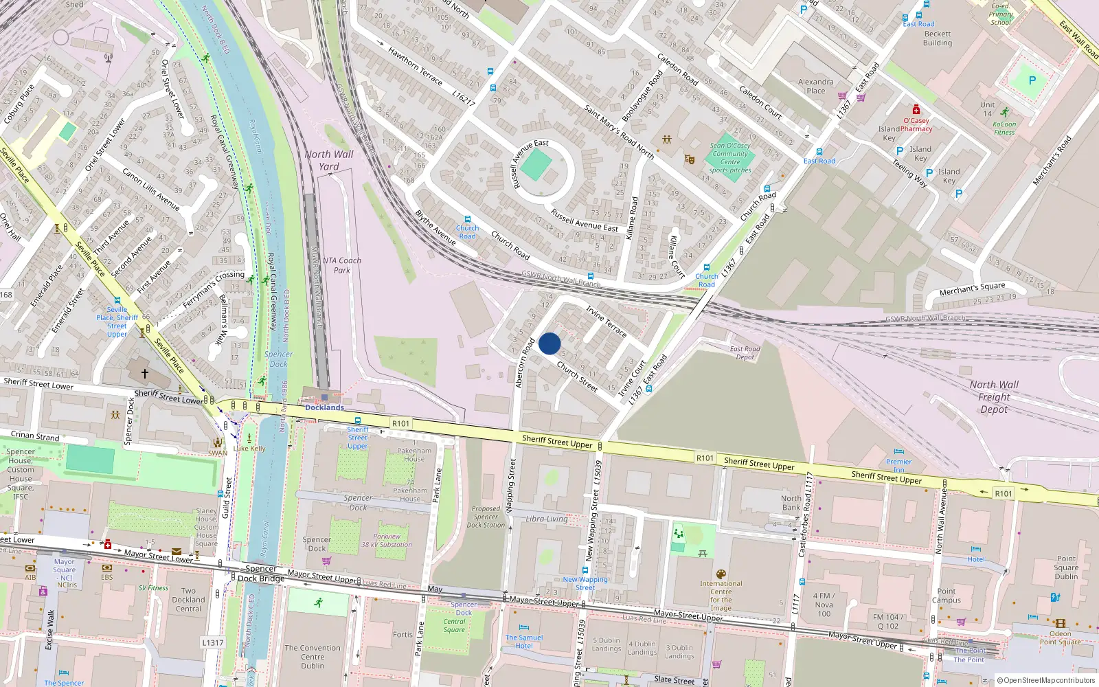 Overhead map showing the location of 2 Church Street East, Dublin
