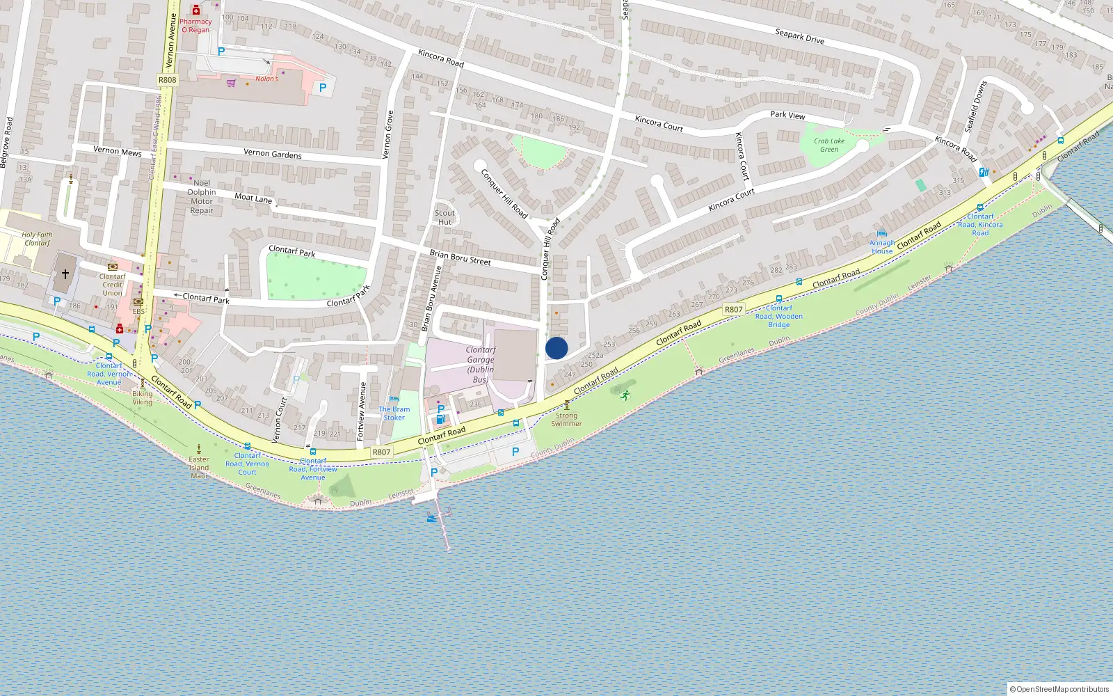Overhead map showing the location of 2 Conquer Hill Road, Dublin 3