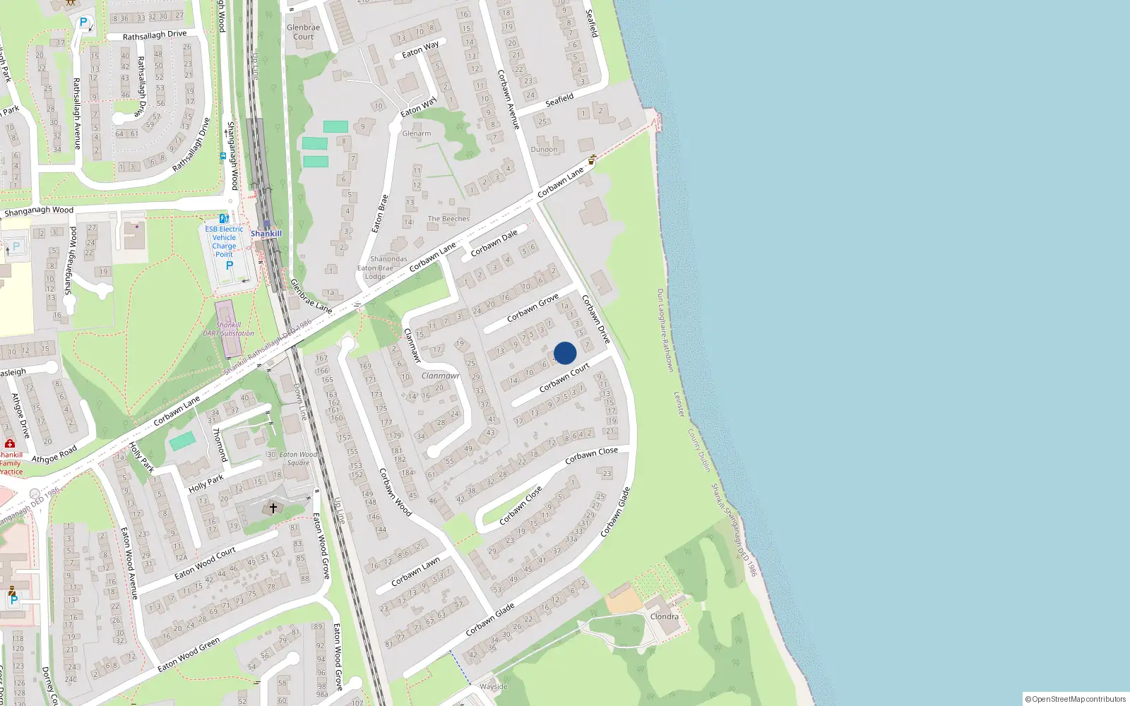 Overhead map showing the location of 2 Corbawn Court, Dublin