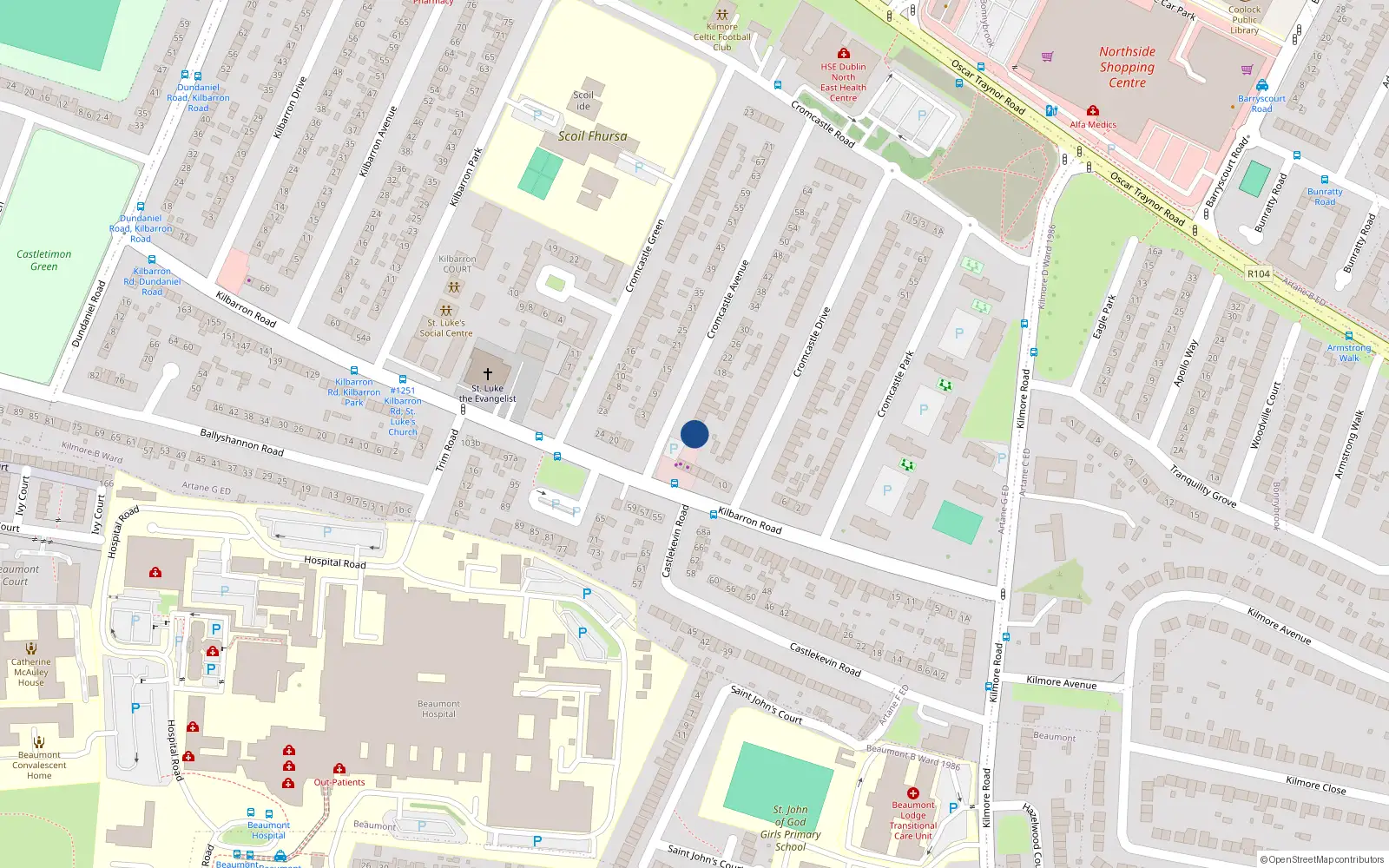 Overhead map showing the location of 2 Cromcastle Avenue, Dublin 5